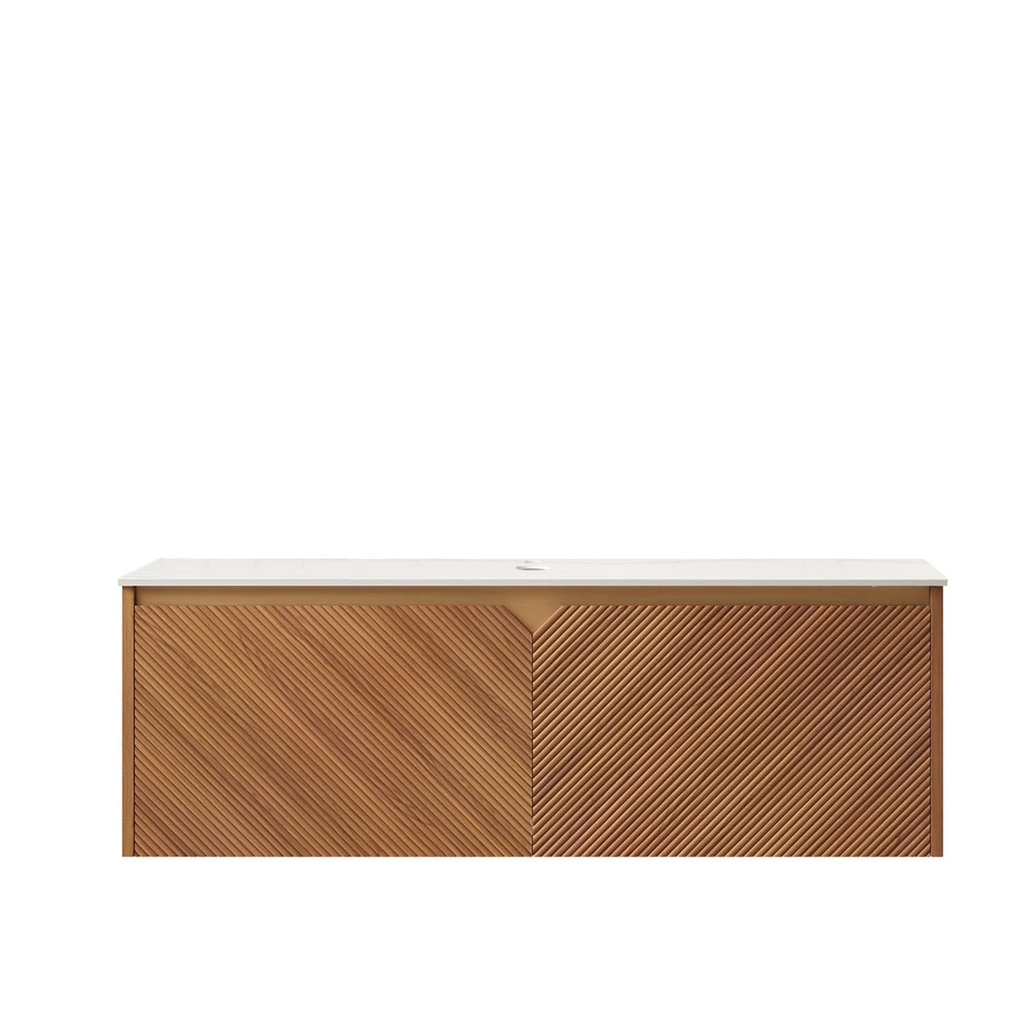 48" Brown Wood Floating Double Door Bathroom Vanity