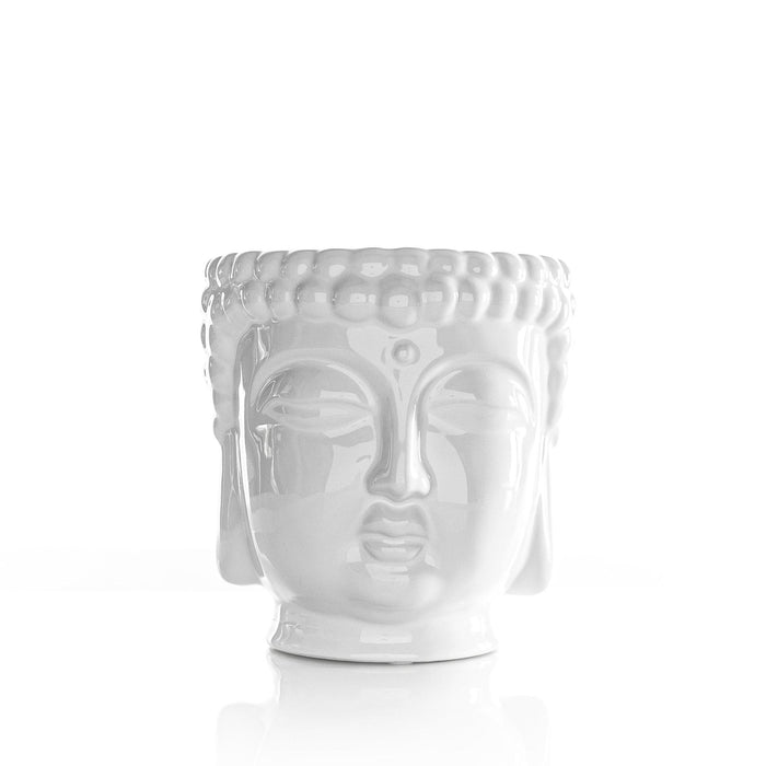 7" White Rose Petal Scented Three Wick Indoor Outdoor Candle In White Ceramic Holder
