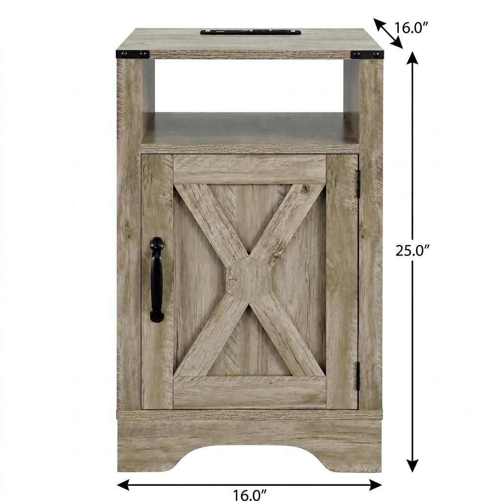 25" Light Gray Wood Nightstand