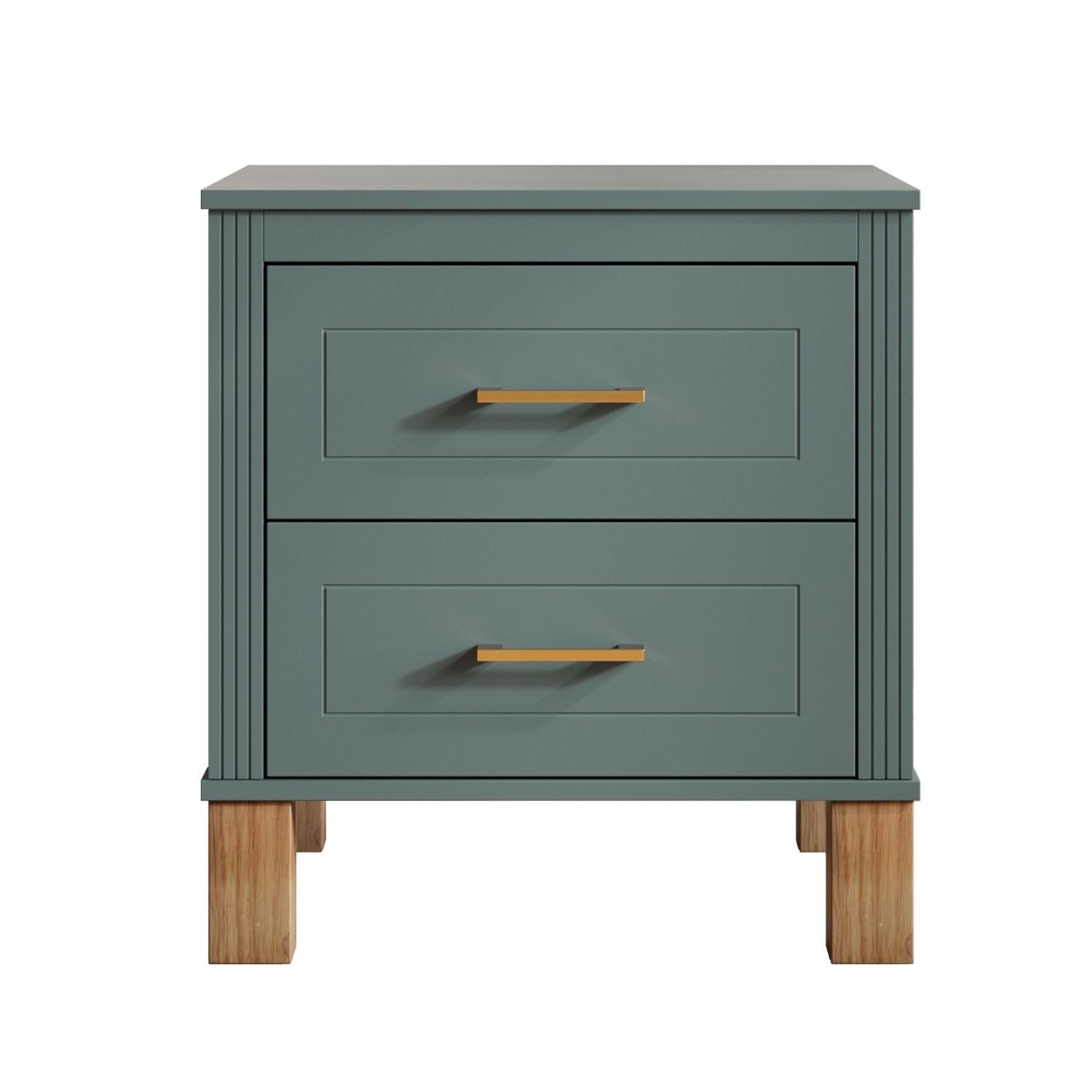 22" Blue Wood Two Drawer Nightstand