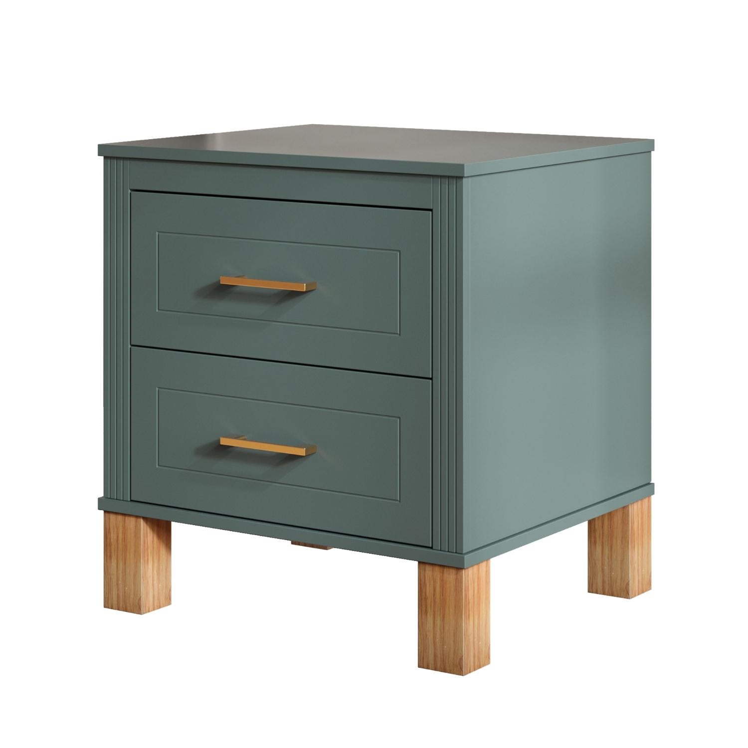 22" Blue Wood Two Drawer Nightstand