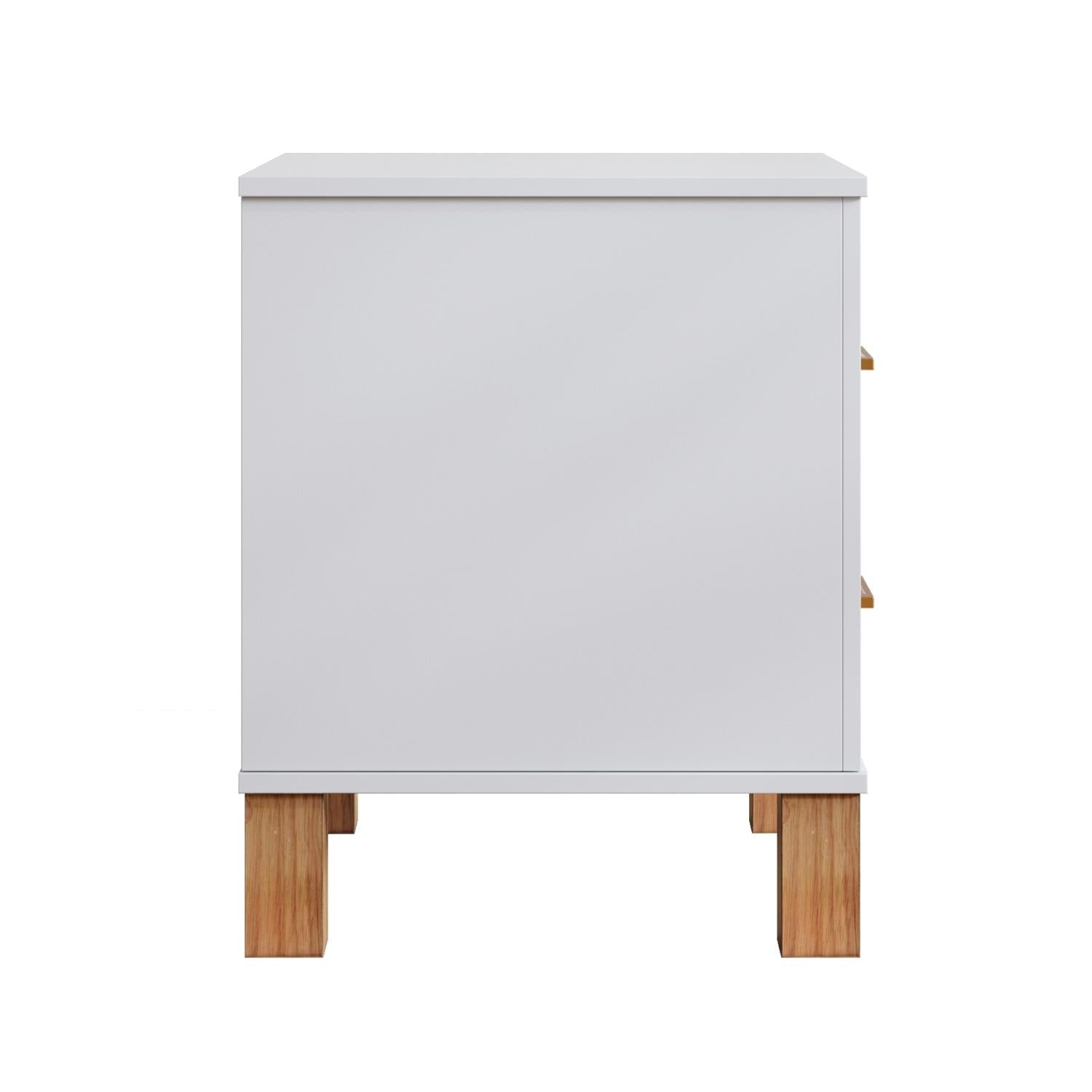 22" White Wood Two Drawer Nightstand
