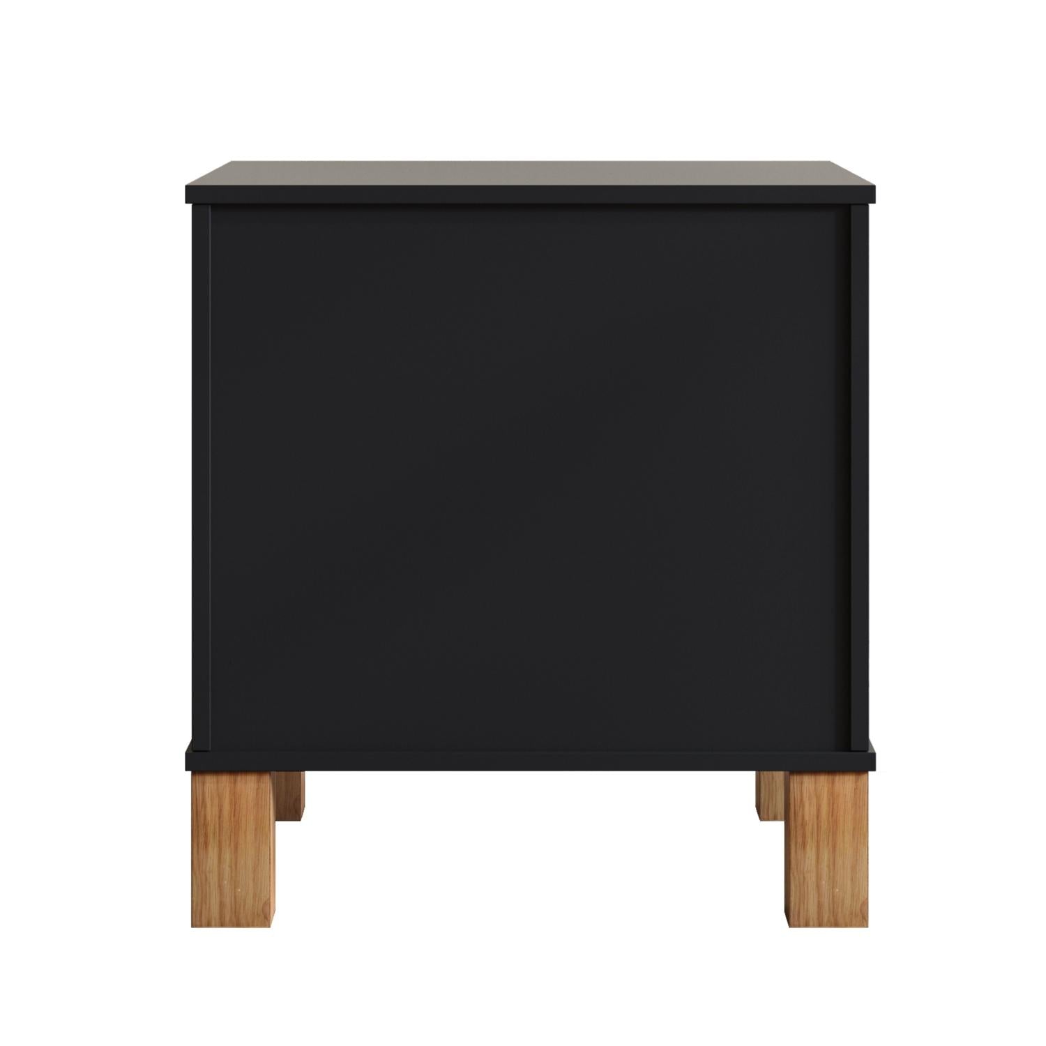 22" Black Wood Two Drawer Nightstand