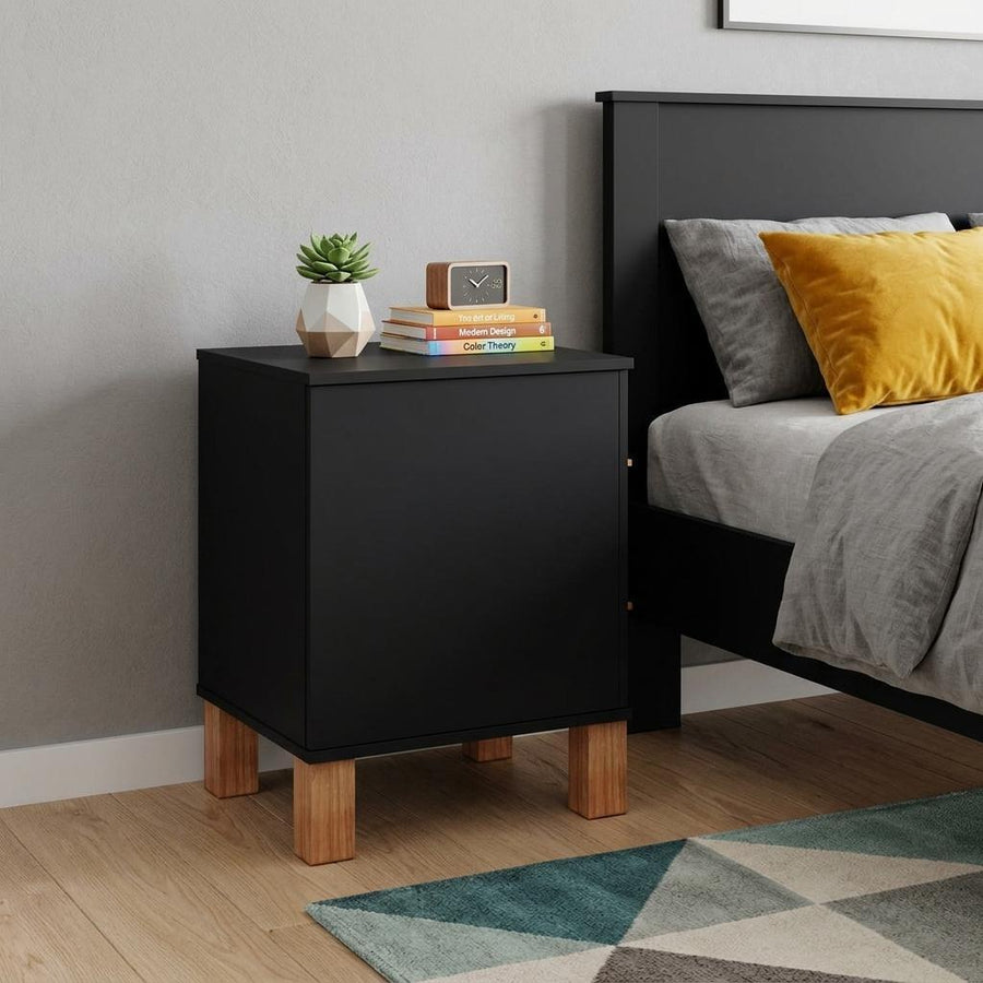 22" Black Wood Two Drawer Nightstand