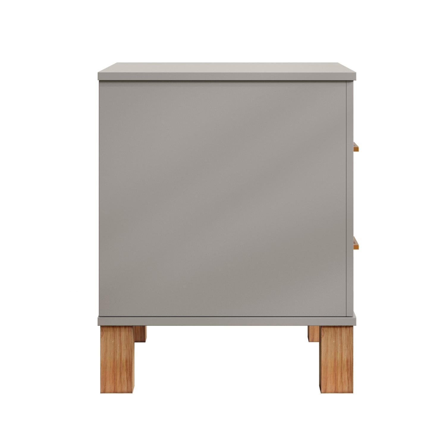 22" Gray Wood Two Drawer Nightstand