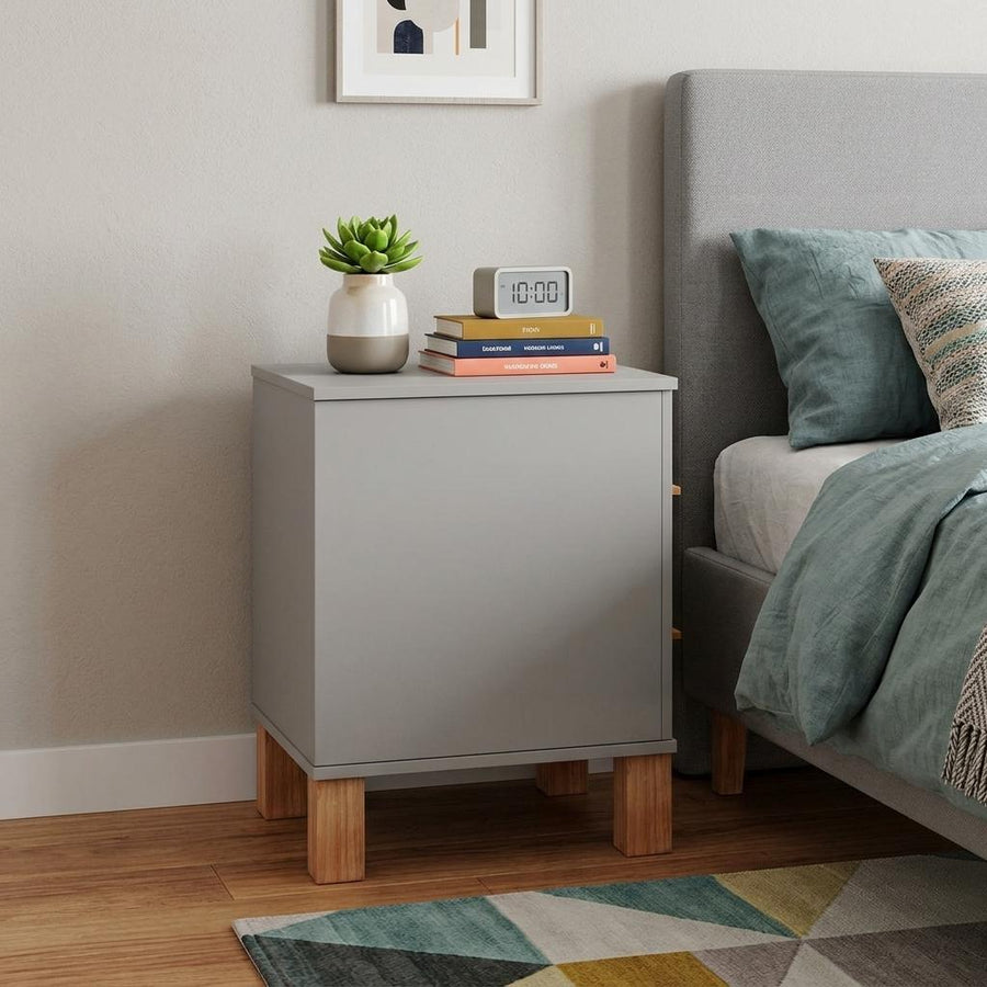 22" Gray Wood Two Drawer Nightstand