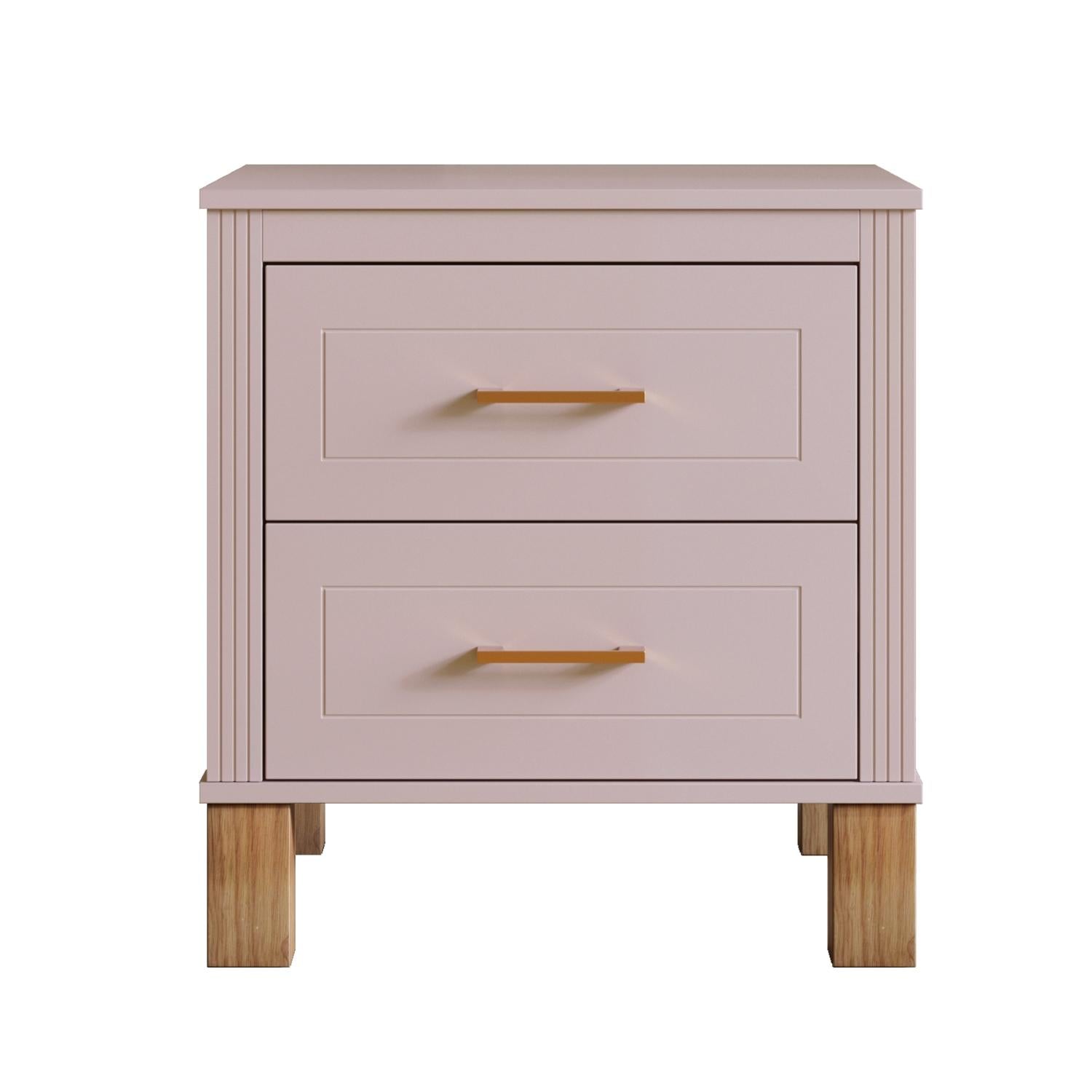 22" Pink Wood Two Drawer Nightstand