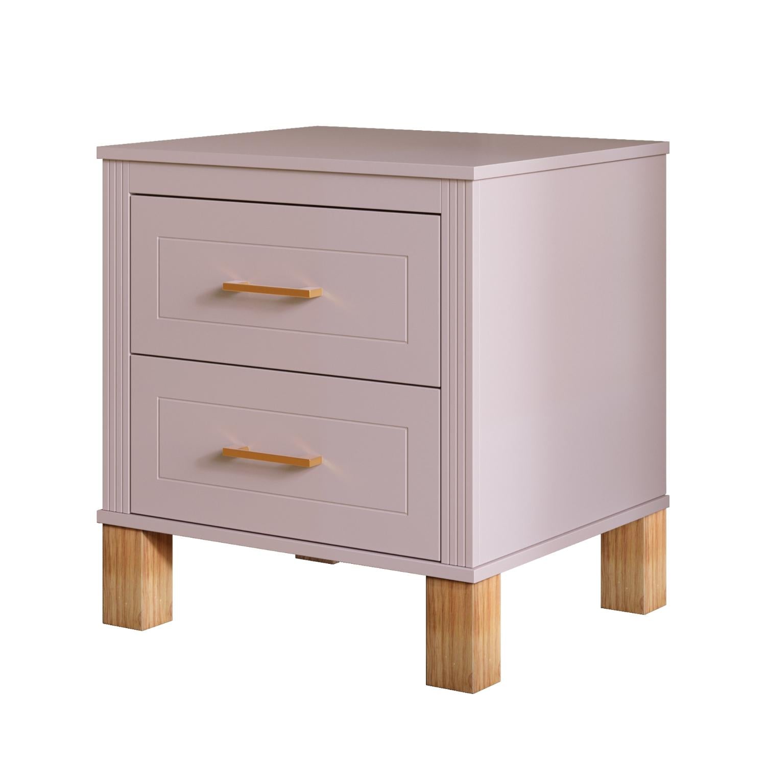 22" Pink Wood Two Drawer Nightstand