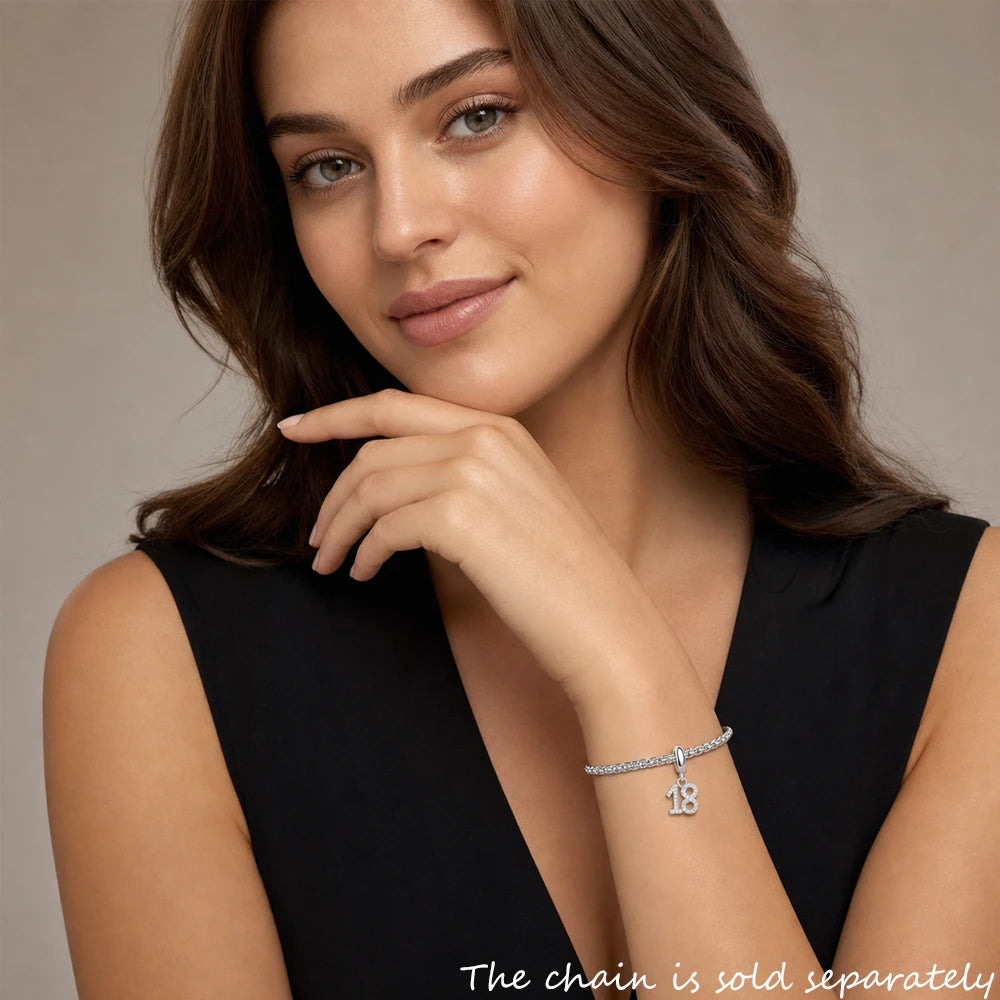 Thaddaeus Number 18 Charm Pendant — 925 Sterling Silver Birthday Jewelry