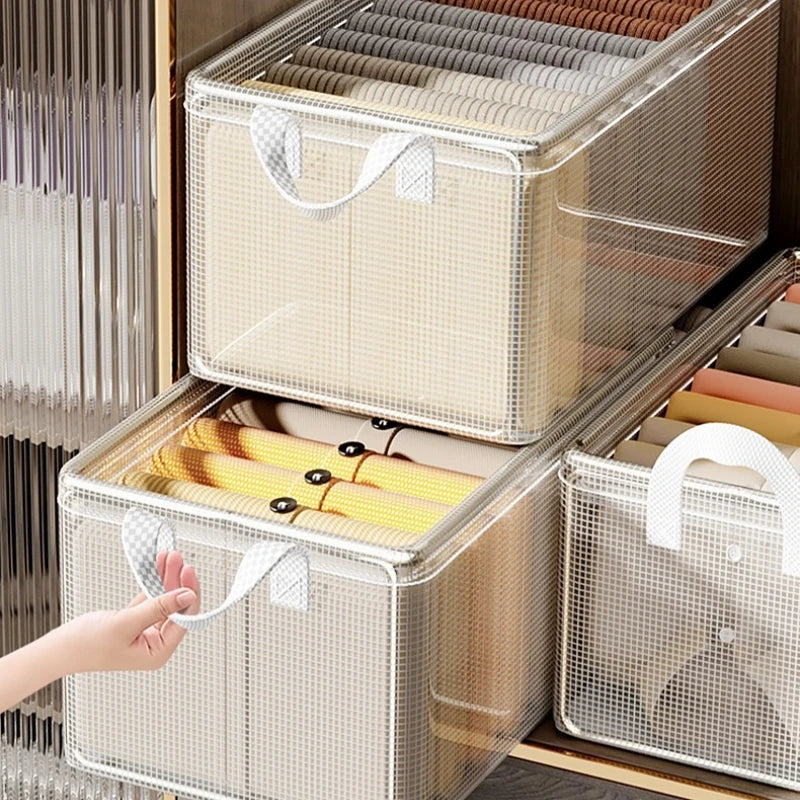 Transparent PVC Storage Box — Foldable Steel Frame Organizer