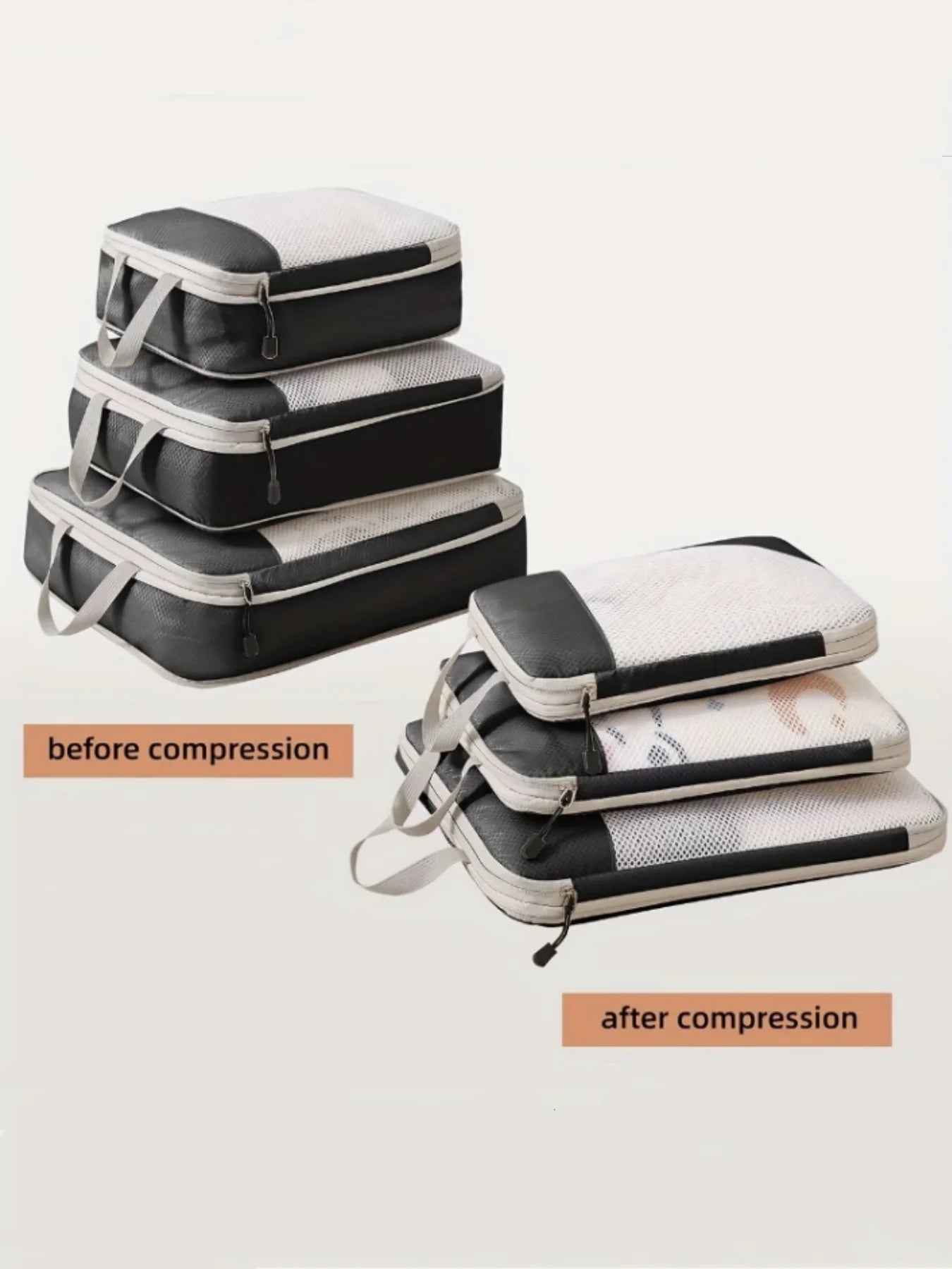 Compressible Travel Packing Cubes — Waterproof Luggage Organizer Set