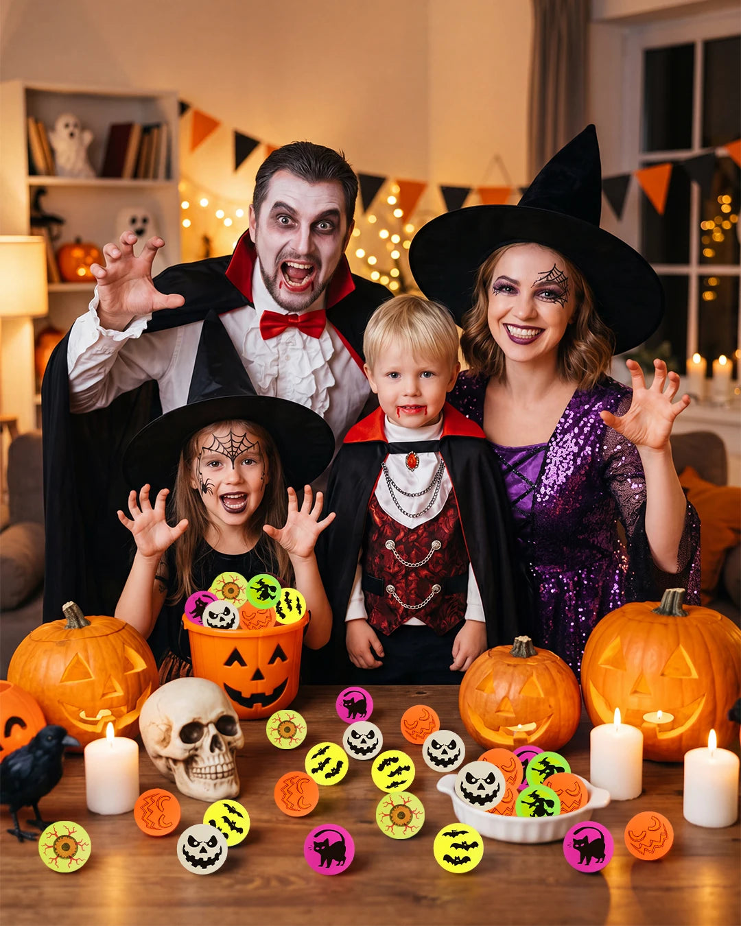 Halloween Glow-in-the-Dark Bouncy Balls — 72 Piece Spooky Party Favor Set