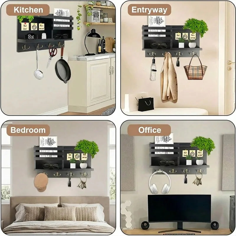 Wooden Key Rack — Wall-Mounted Storage