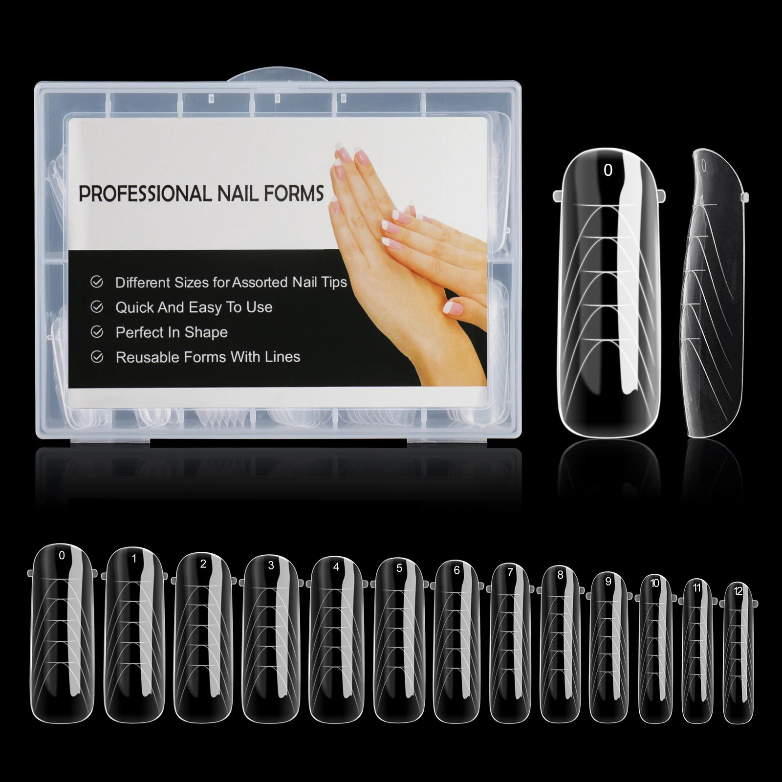 Poly Nail Gel Dual Forms — Clear Full Cover Extension Tips with Scale