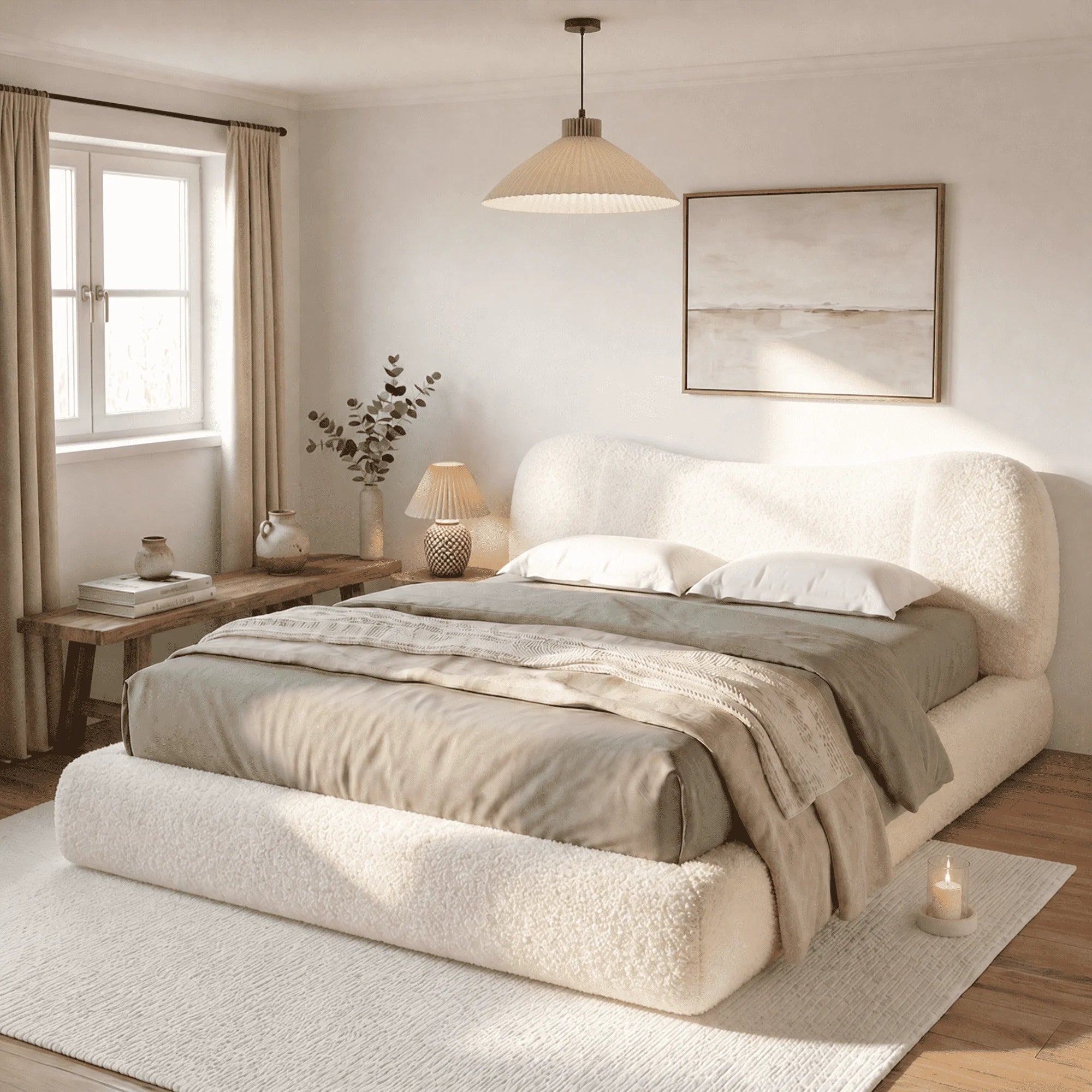 EnHomee Cloud Bed Frame — No Assembly All-Foam Design with Headboard
