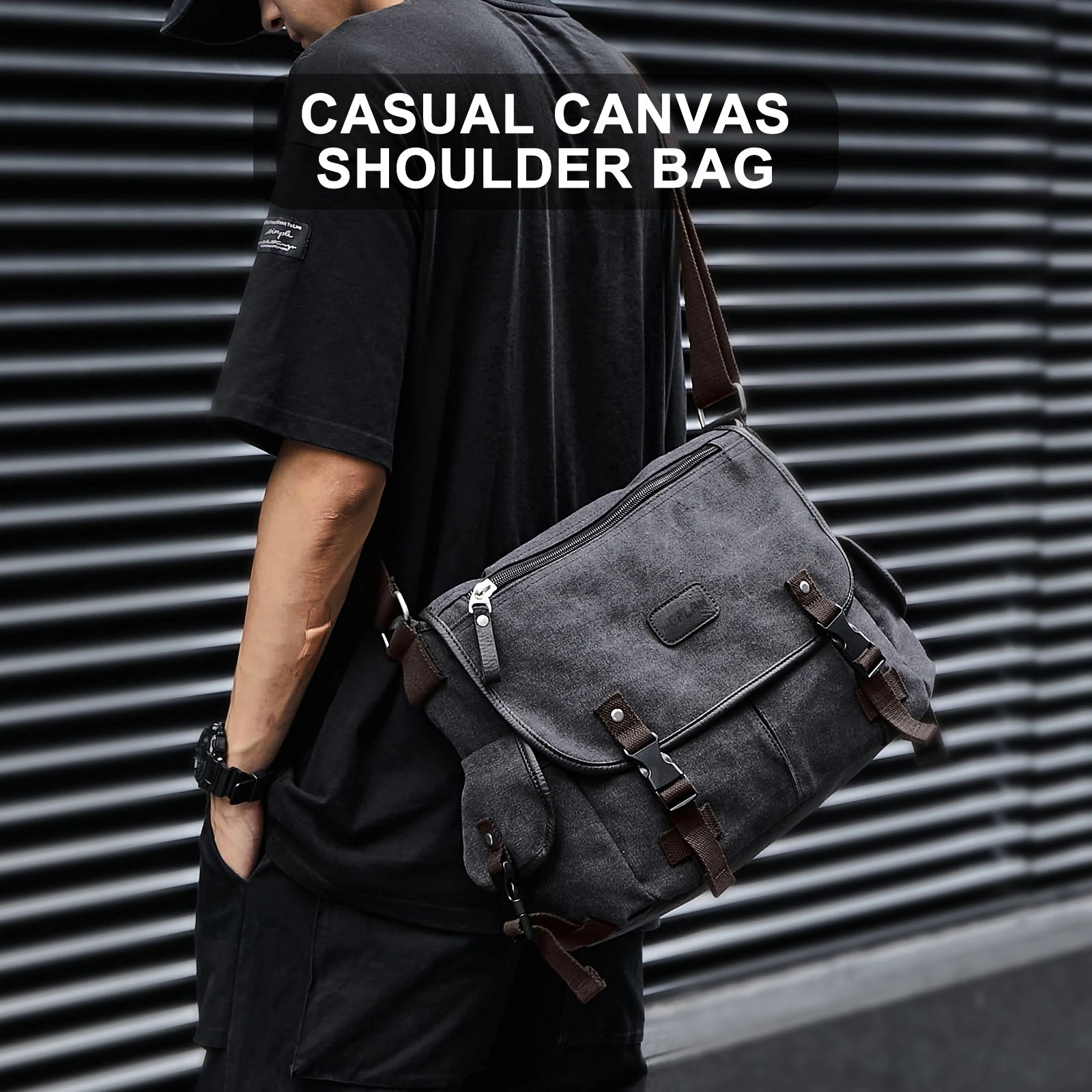 Fewchor Retro Canvas Messenger Bag — Water Resistant Laptop Satchel