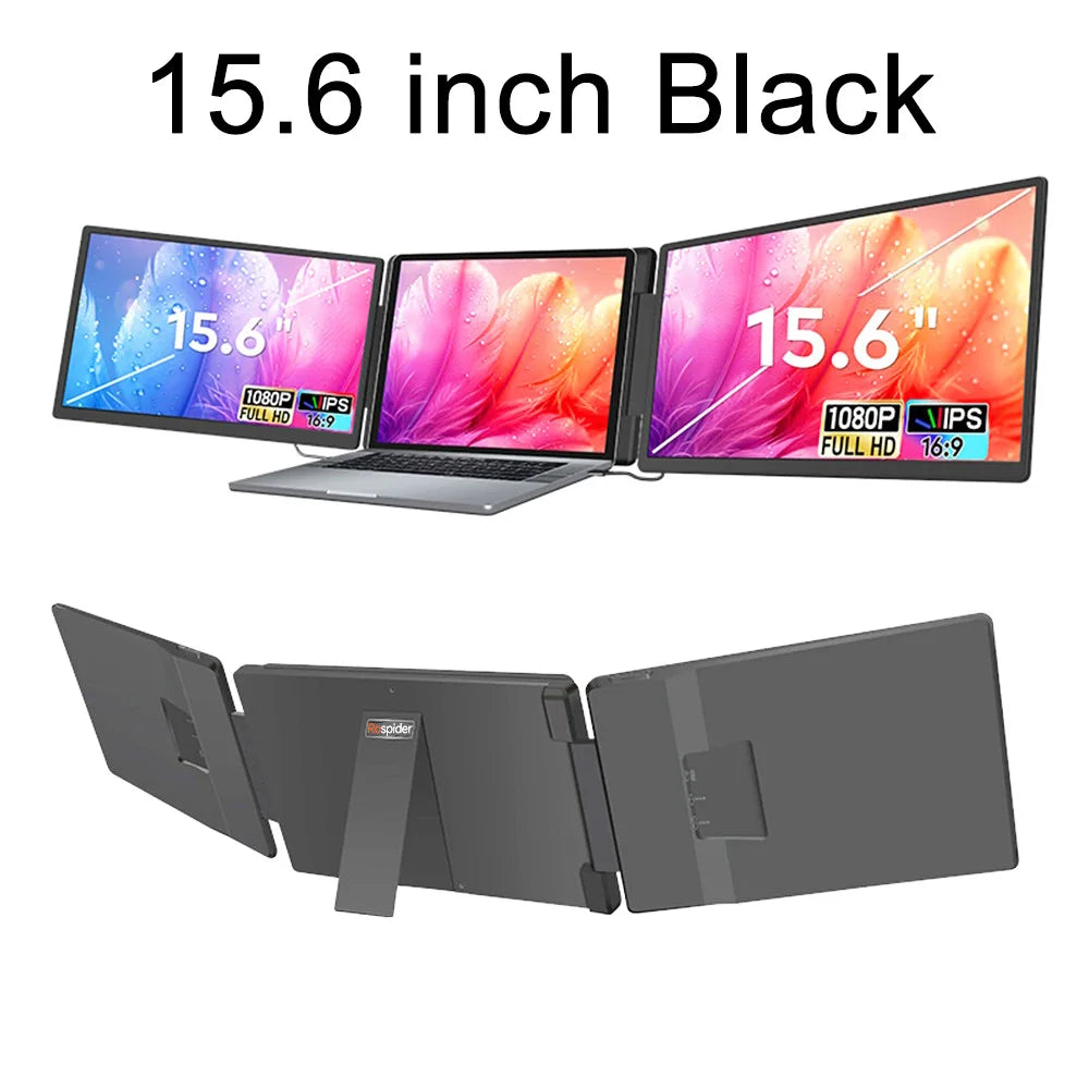 Rospider Portable LCD Monitor — High-Definition Triple Screen Extender