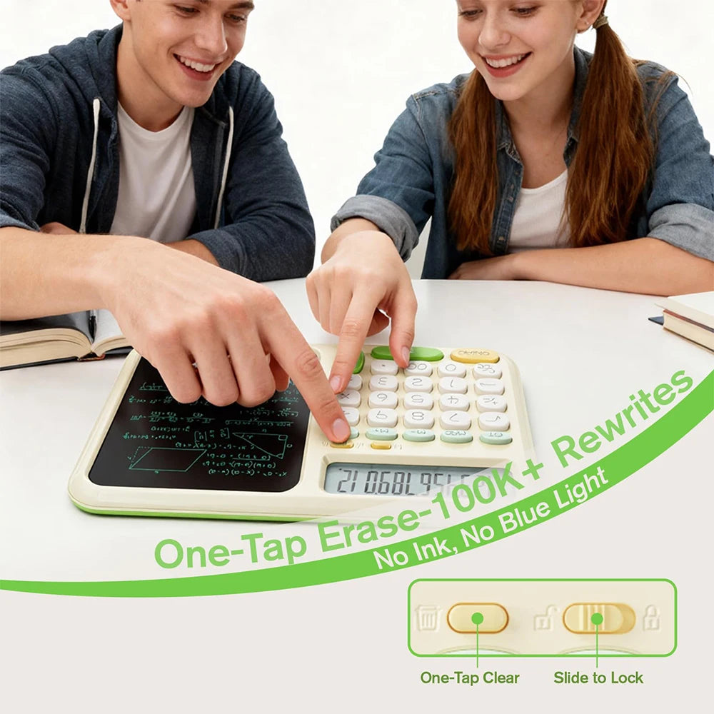 Roatee Desk Calculator with LCD Writing Notepad — Large Button Math Tool
