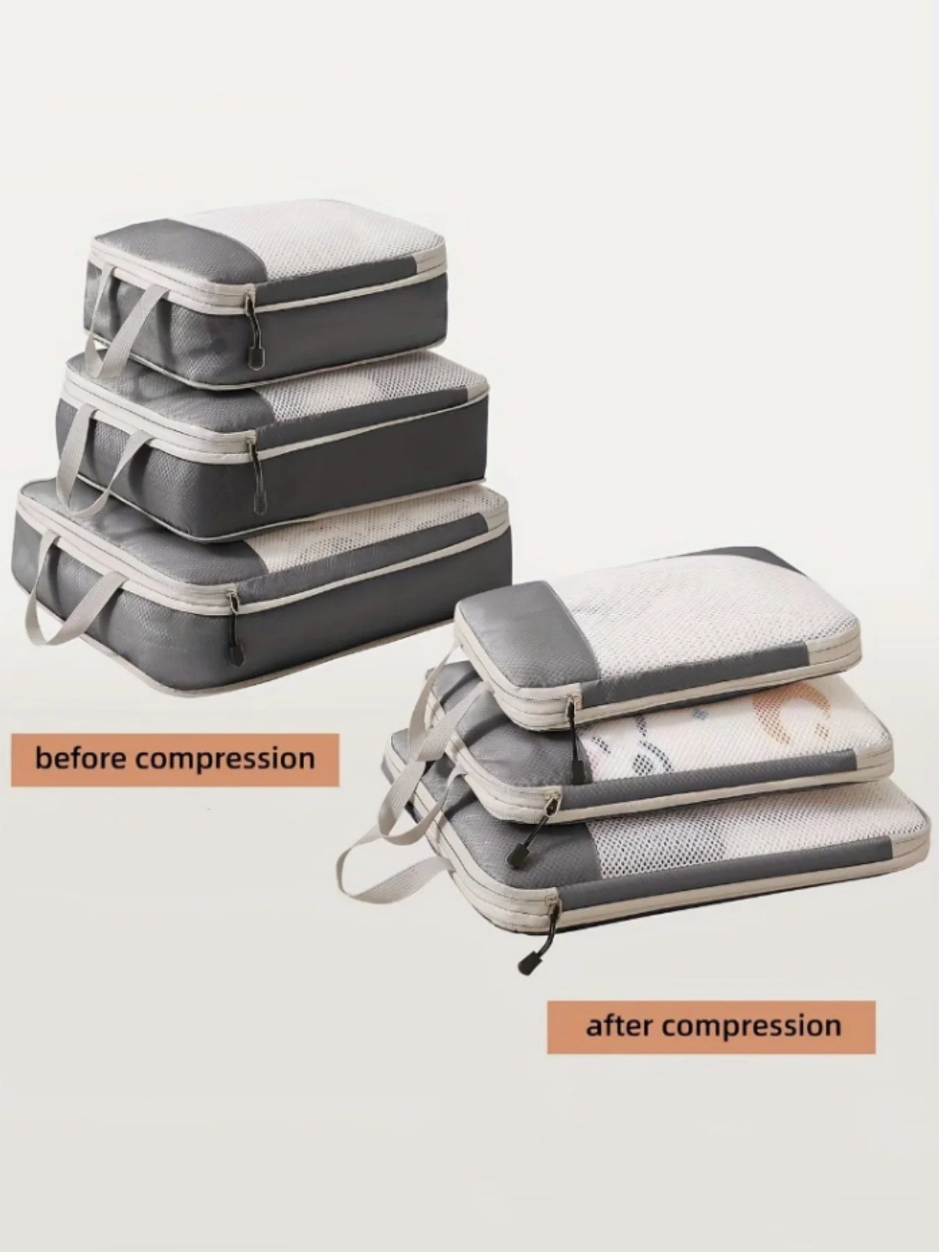 Compressible Travel Packing Cubes — Waterproof Luggage Organizer Set