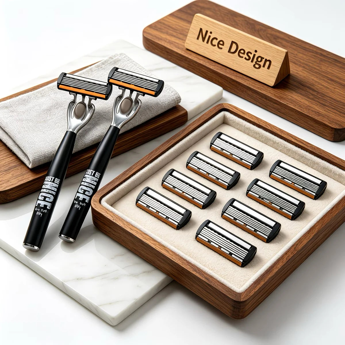 Men's Manual Safety Razor Set — 6-Layer Stainless Steel Blades with Aloe Vera