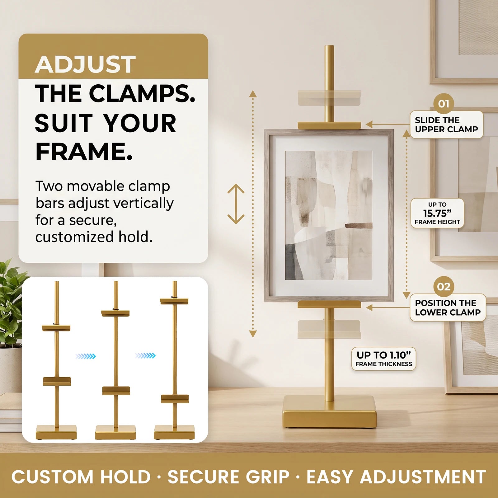 Metal Tabletop Easel Stand — Adjustable Frame Holder for Art & Decor