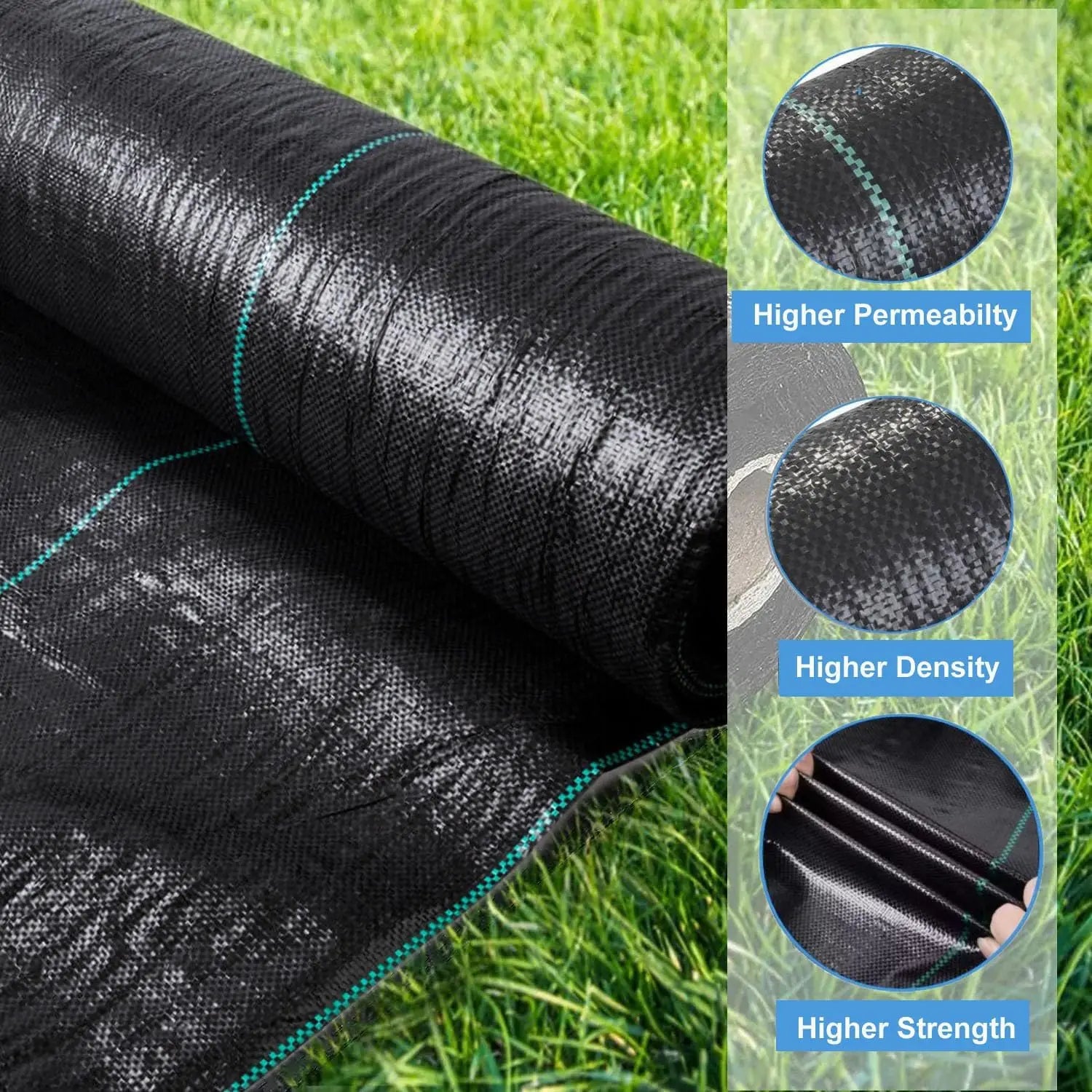 Heavy Duty Weed Barrier Landscape Fabric — UV Resistant Ground Cover