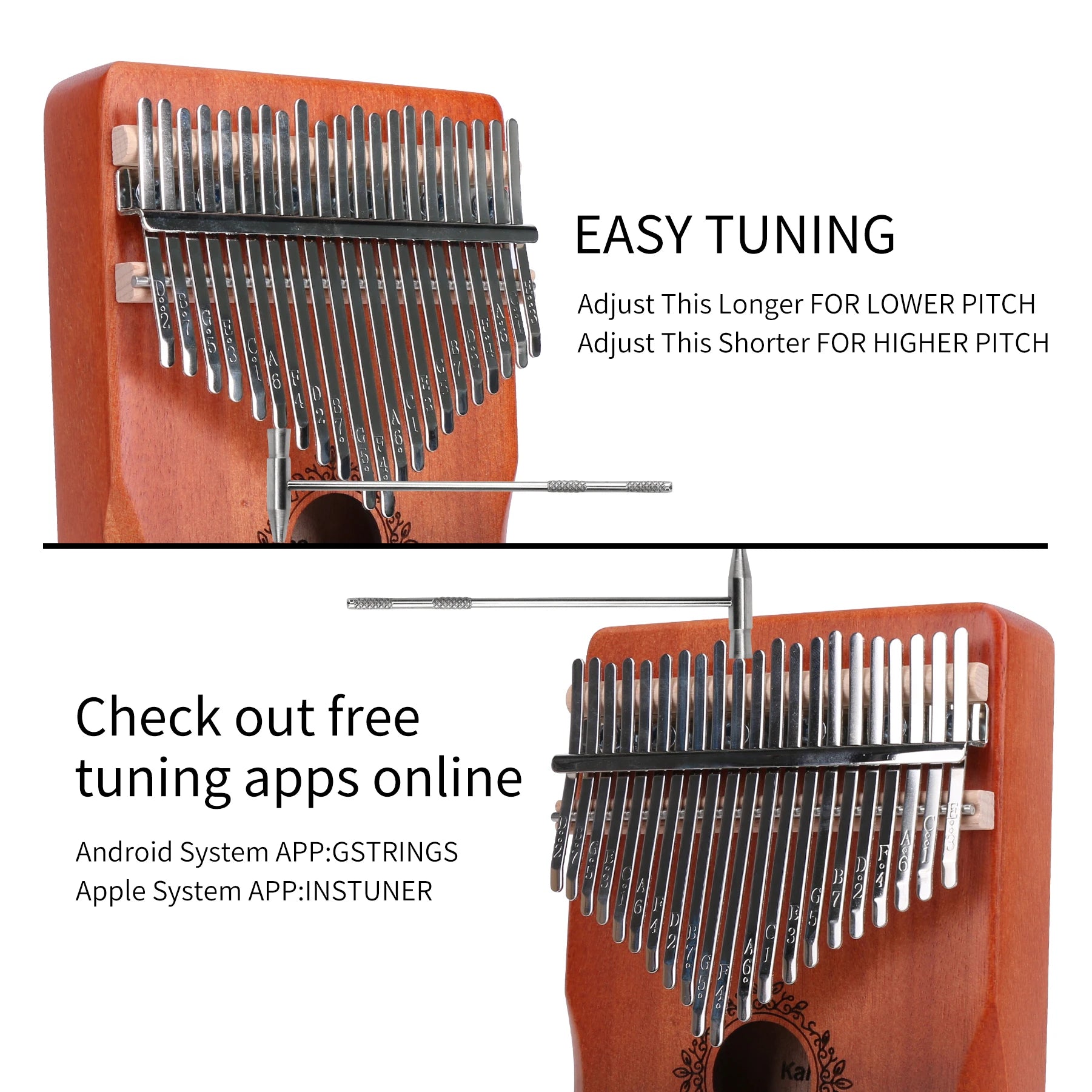 21-Key Ergonomic Kalimba Thumb Piano — Portable Retro Mbira Instrument