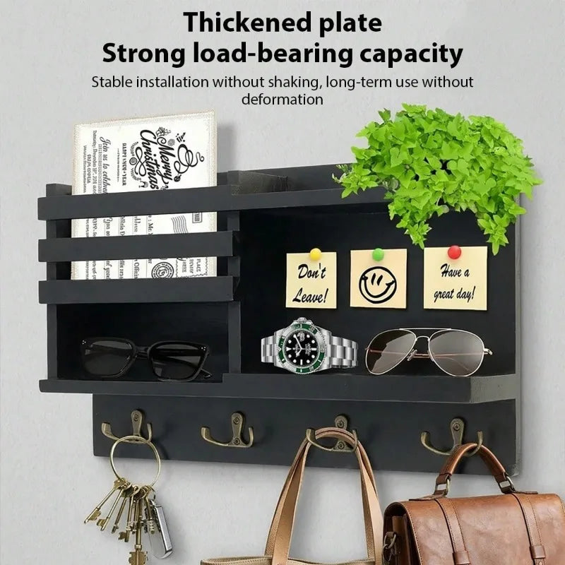 Wooden Key Rack — Wall-Mounted Storage