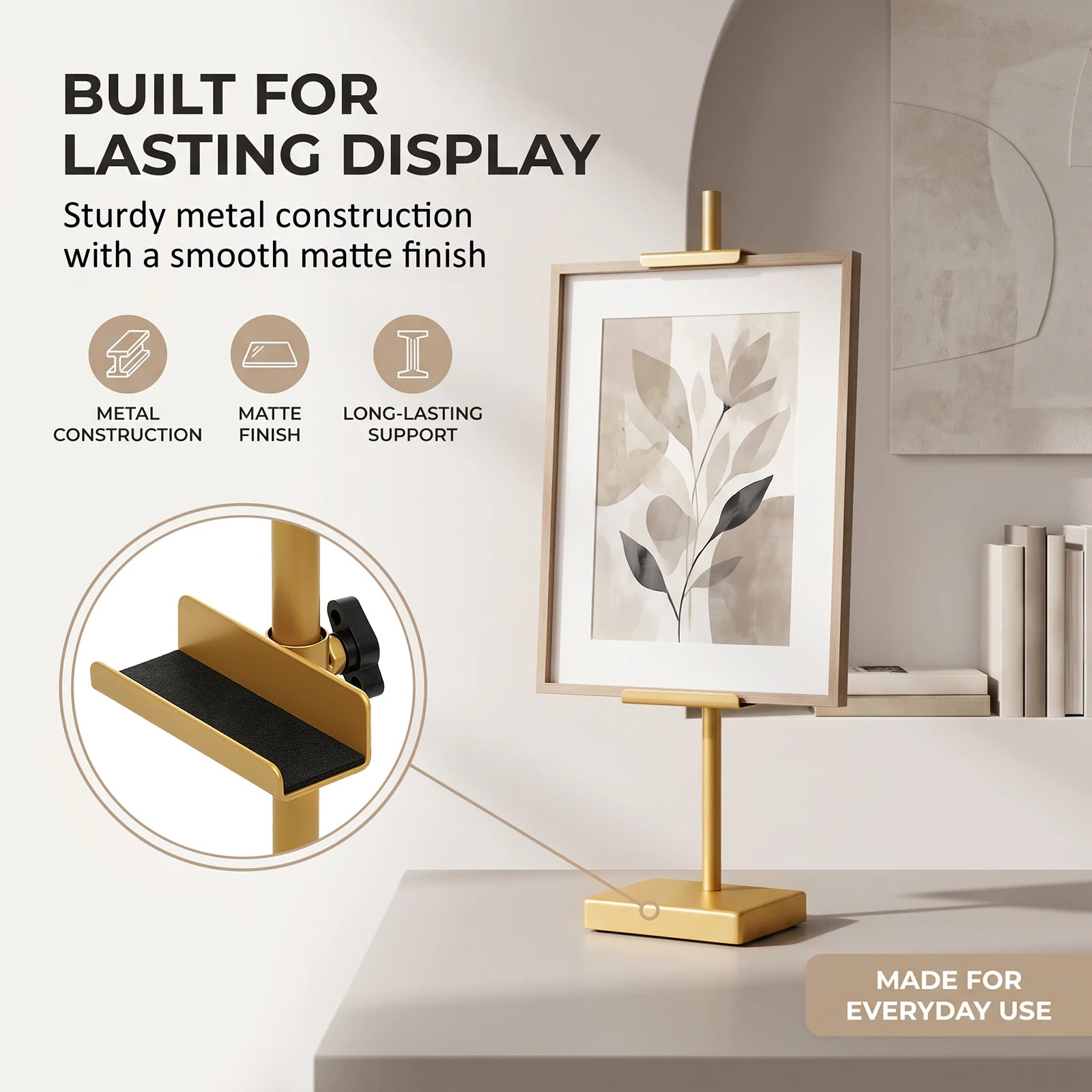 Metal Tabletop Easel Stand — Adjustable Frame Holder for Art & Decor