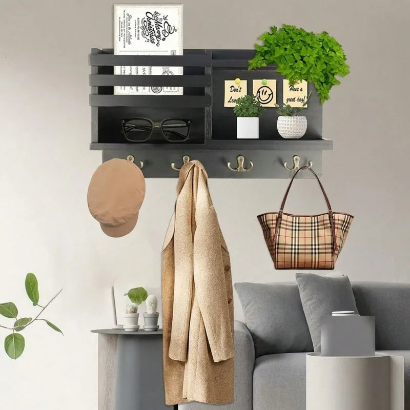 Wooden Key Rack — Wall-Mounted Storage
