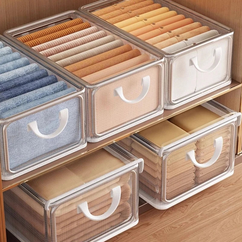 Transparent PVC Storage Box — Foldable Steel Frame Organizer
