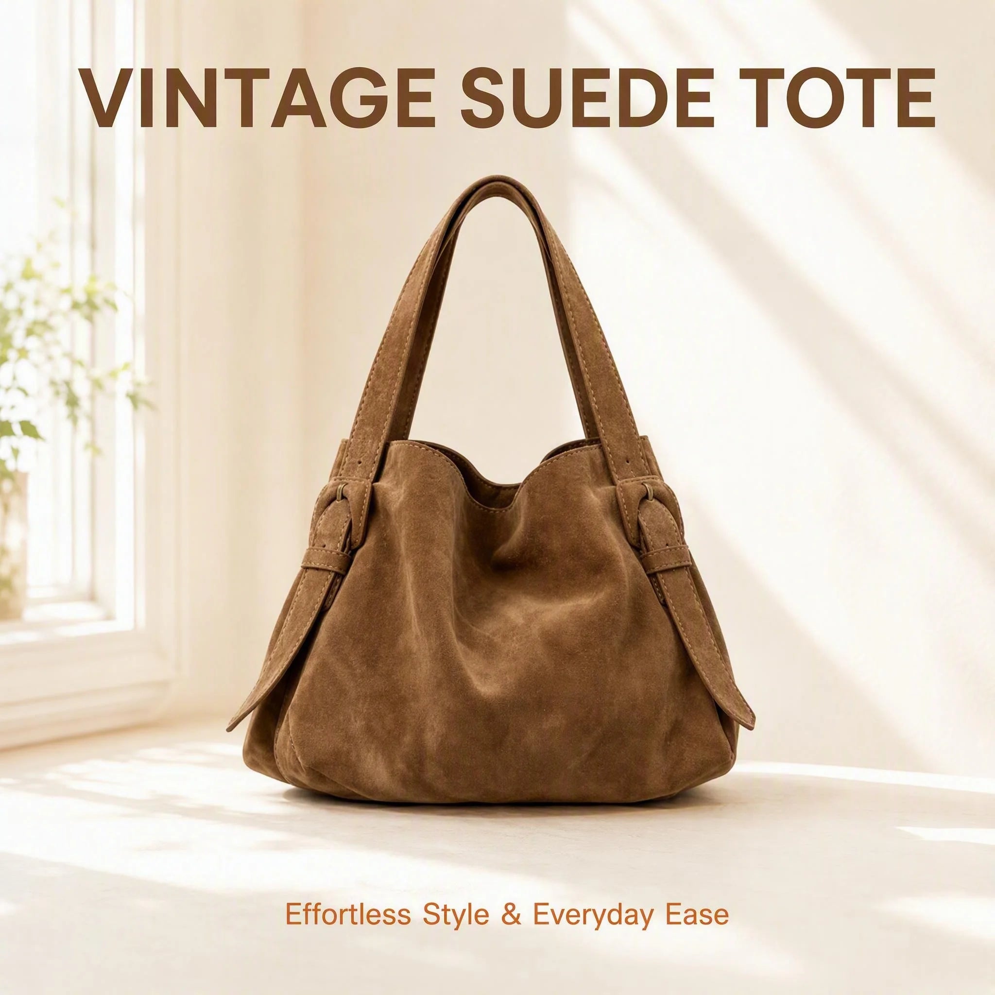 Vintage Suede Bucket Bag — Large Capacity Shoulder & Crossbody Tote