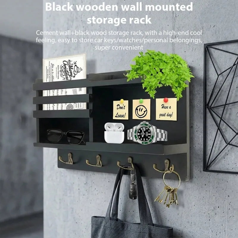 Wooden Key Rack — Wall-Mounted Storage