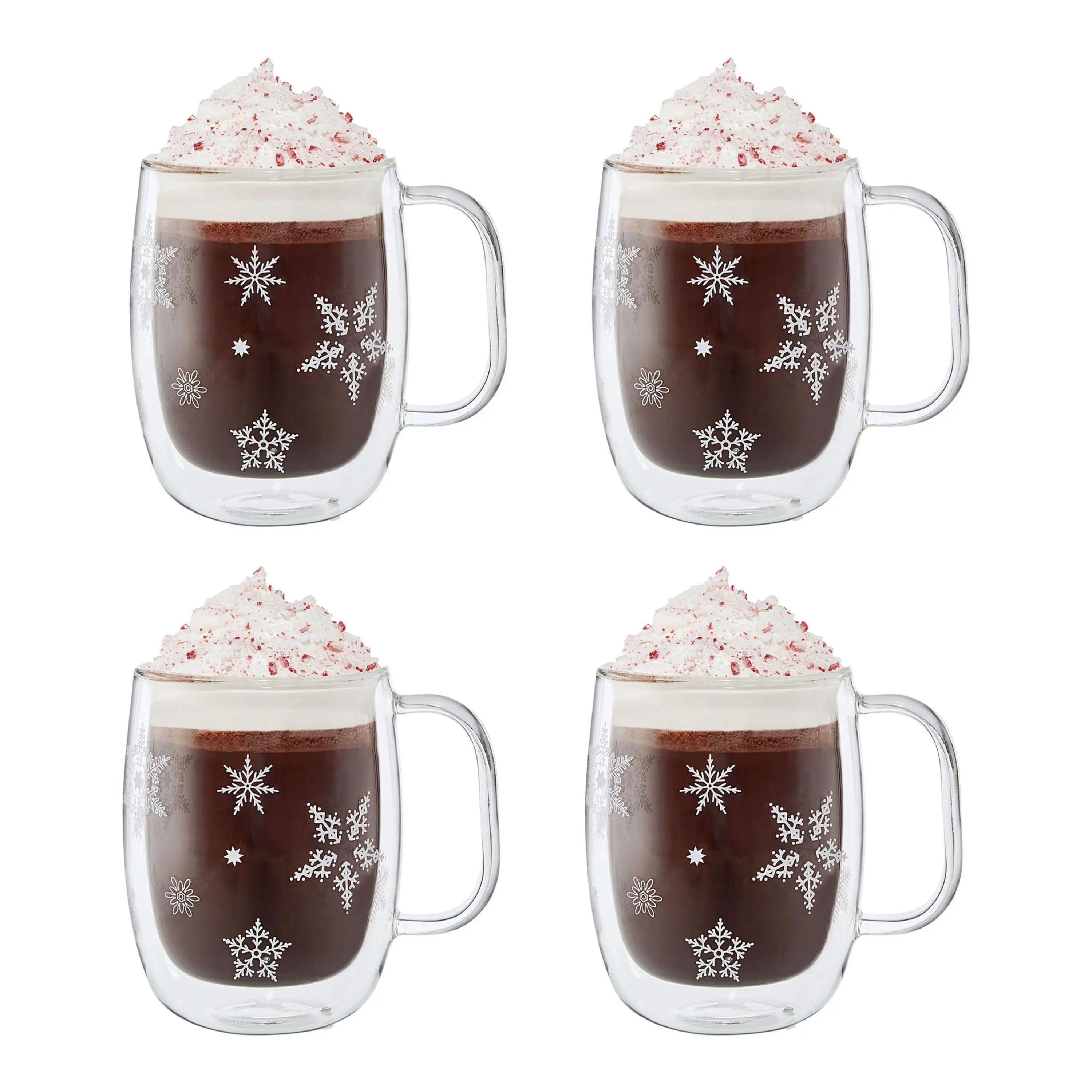 Zwilling Sorrento Snowflake Coffee Mugs — Double Wall Glassware Set