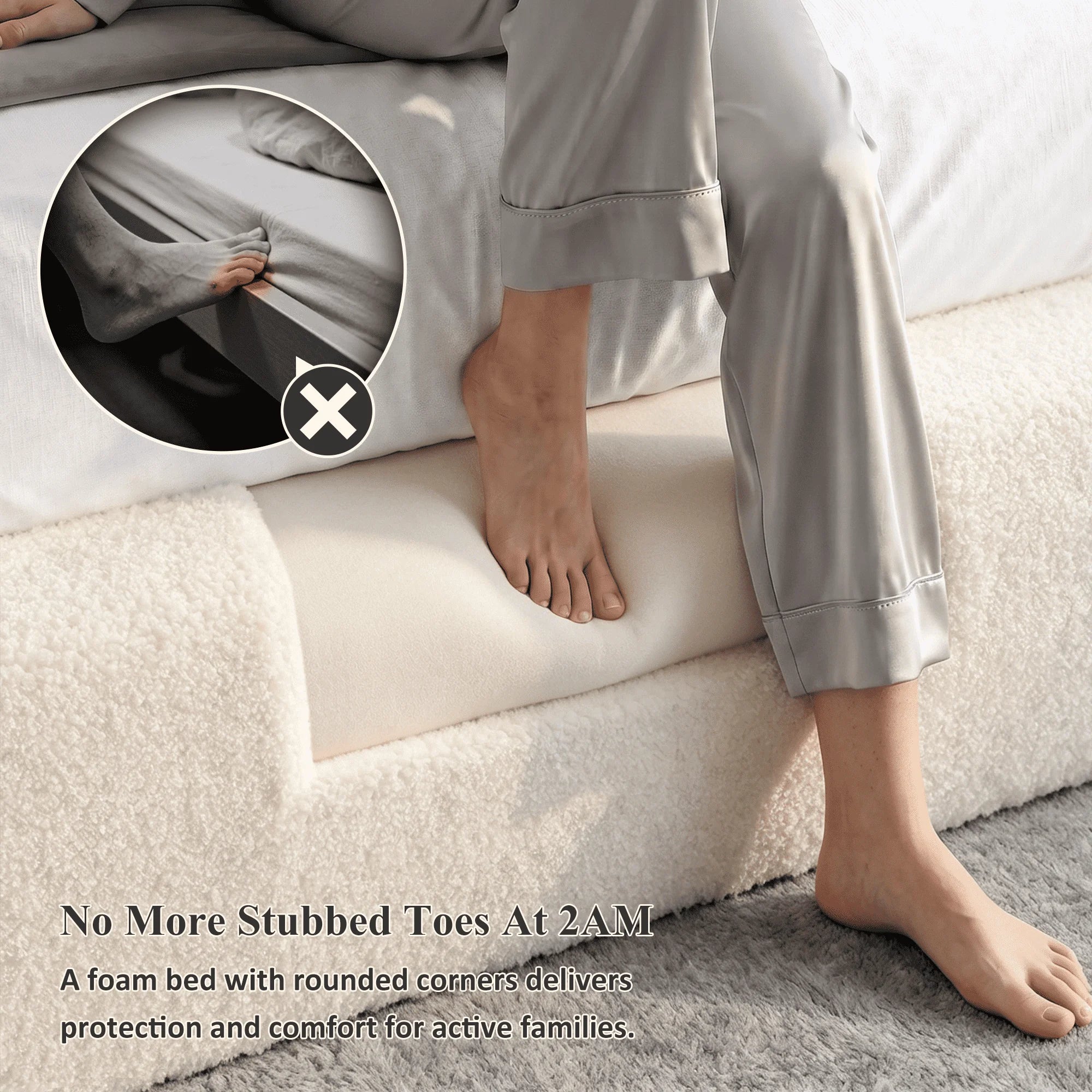 EnHomee Cloud Bed Frame — No Assembly All-Foam Design with Headboard