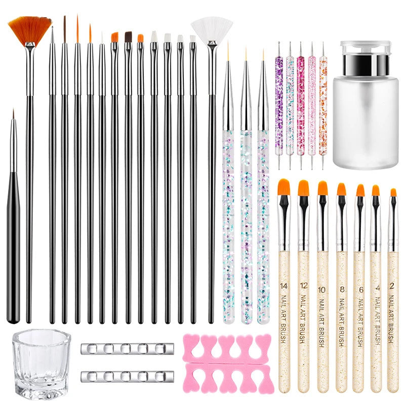 Professional Nail Art Brush Set — Precision Dual Tip Tools for Manicures