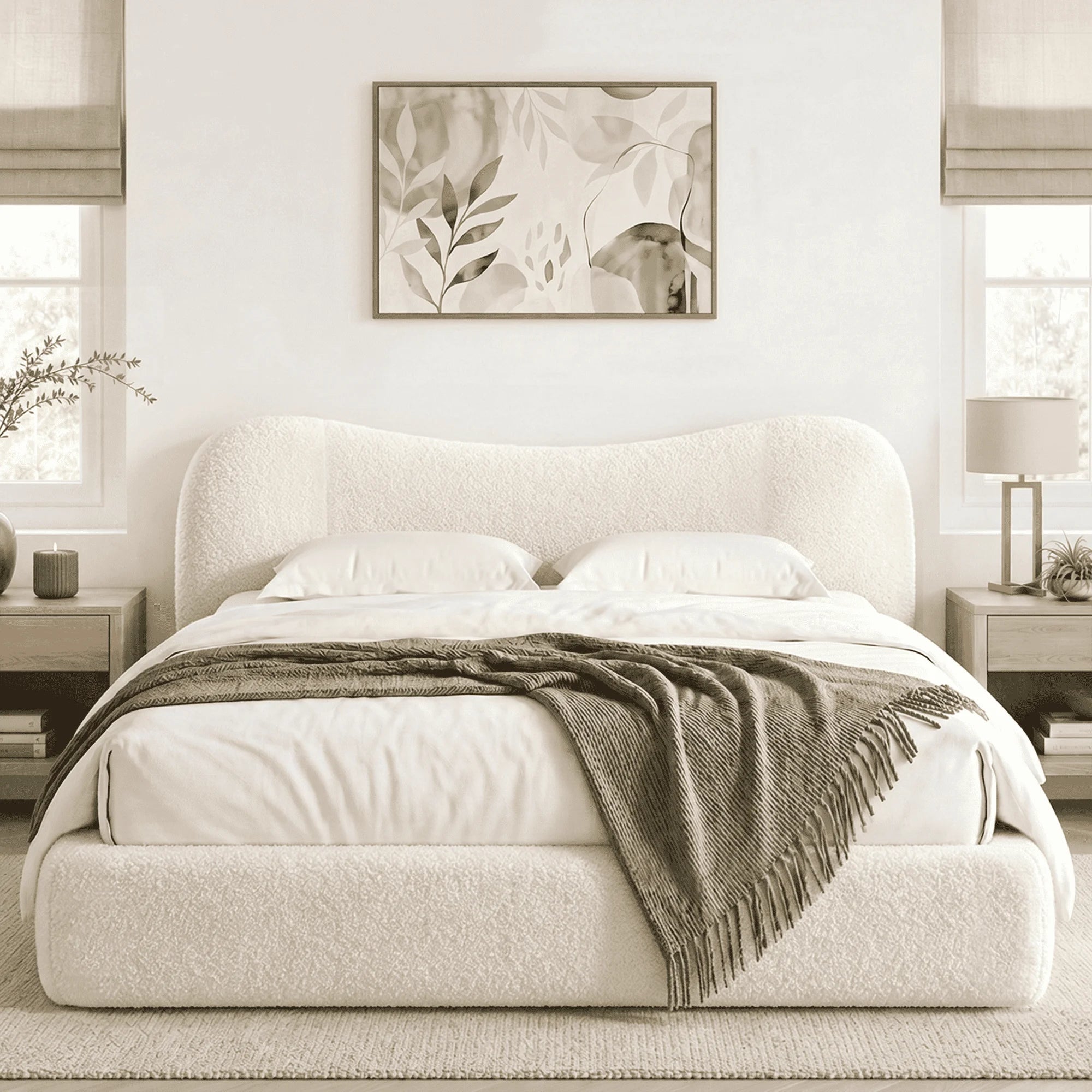 EnHomee Cloud Bed Frame — No Assembly All-Foam Design with Headboard