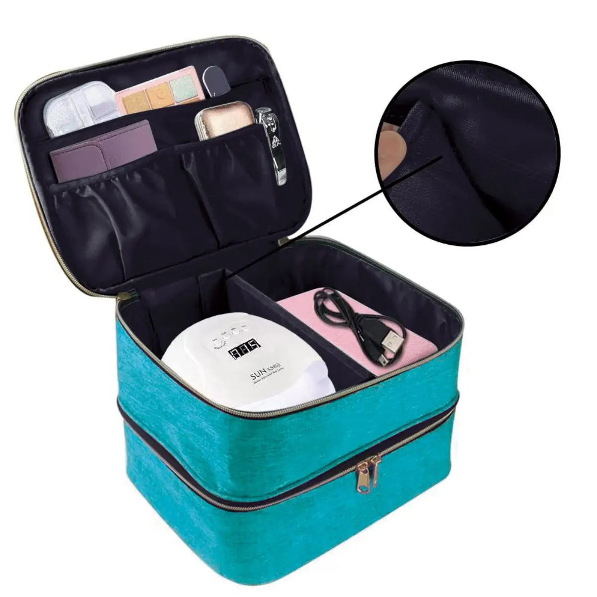 Double Layer Nail Polish Organizer — Portable Cosmetic Tote Bag