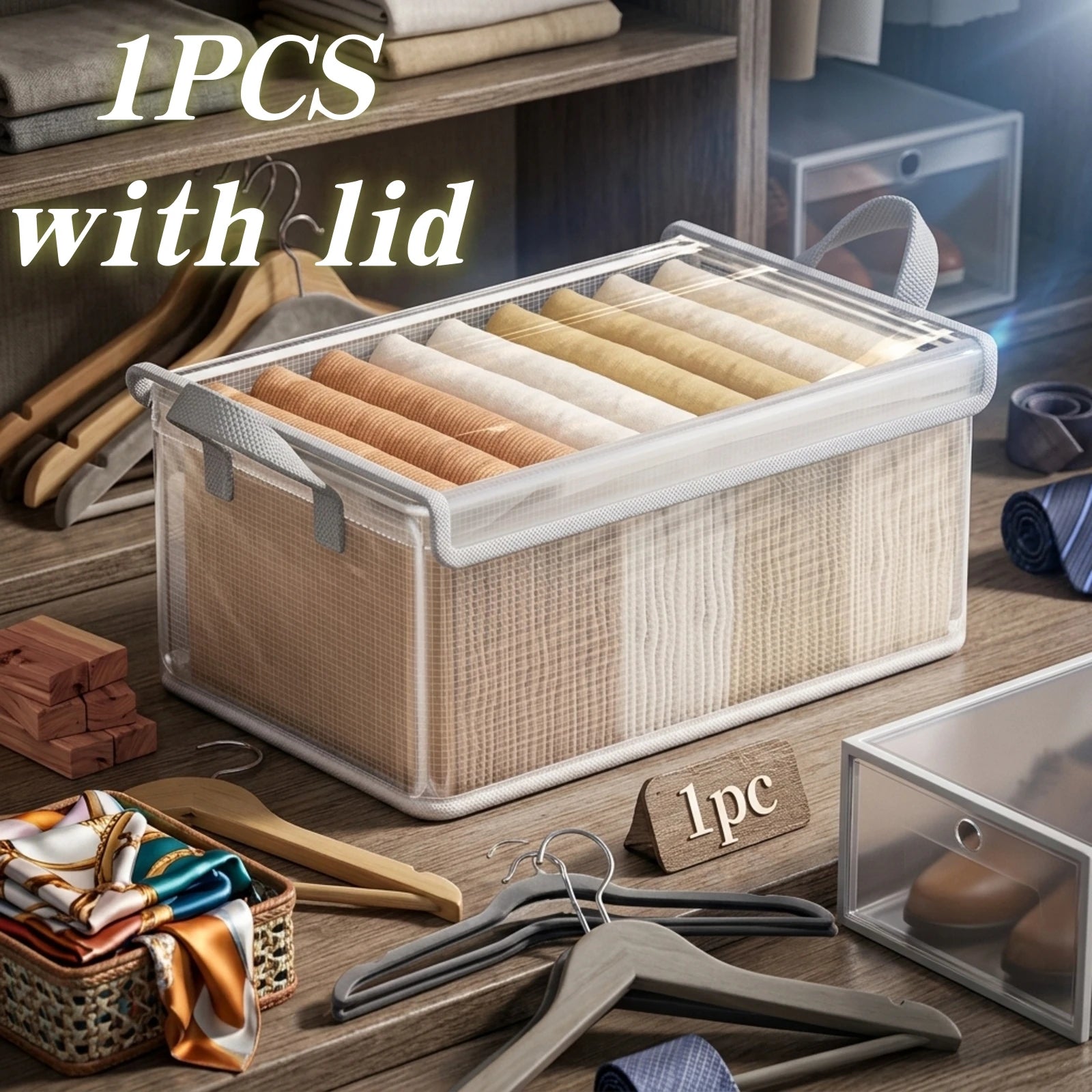 Transparent PVC Storage Box — Foldable Steel Frame Organizer
