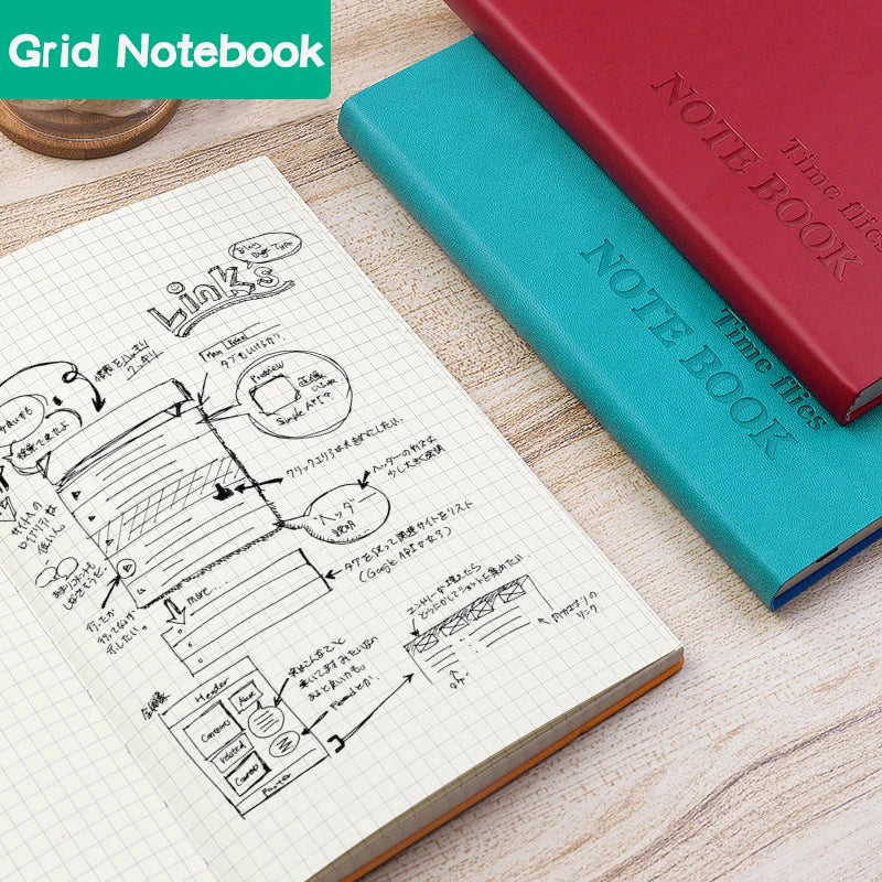 Daotshy A5 Grid Notebook — Faux Leather Journal for School and Office
