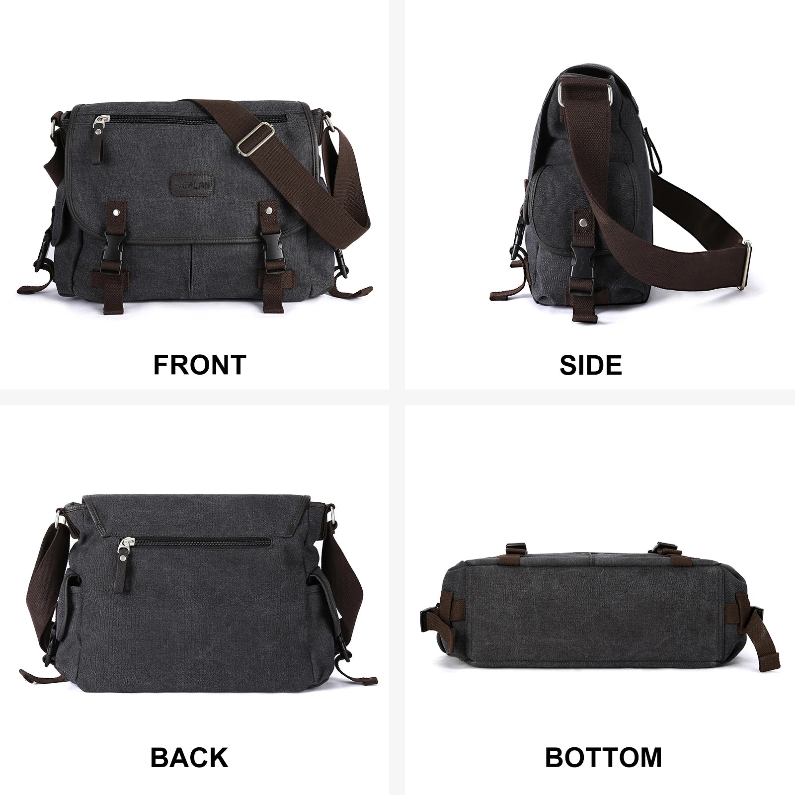 Fewchor Retro Canvas Messenger Bag — Water Resistant Laptop Satchel