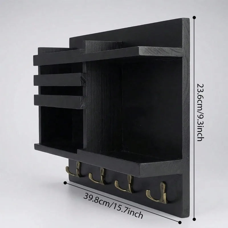Wooden Key Rack — Wall-Mounted Storage