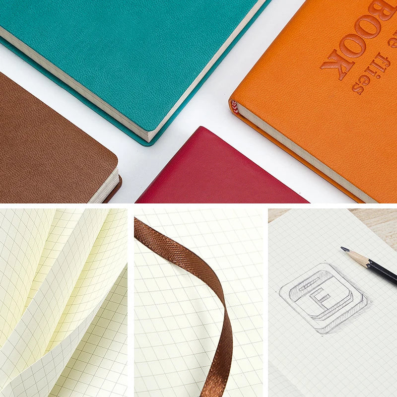 Daotshy A5 Grid Notebook — Faux Leather Journal for School and Office