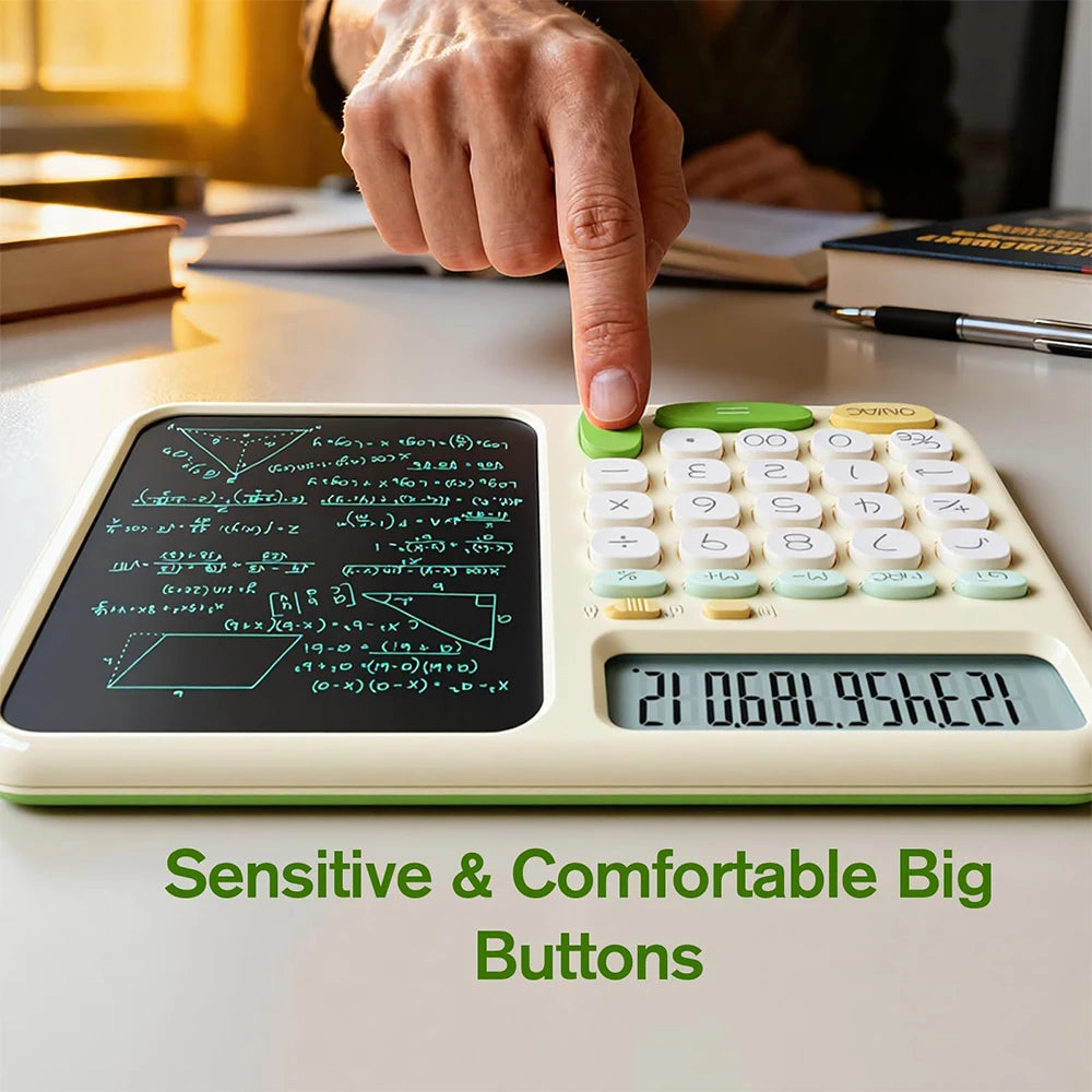Roatee Desk Calculator with LCD Writing Notepad — Large Button Math Tool