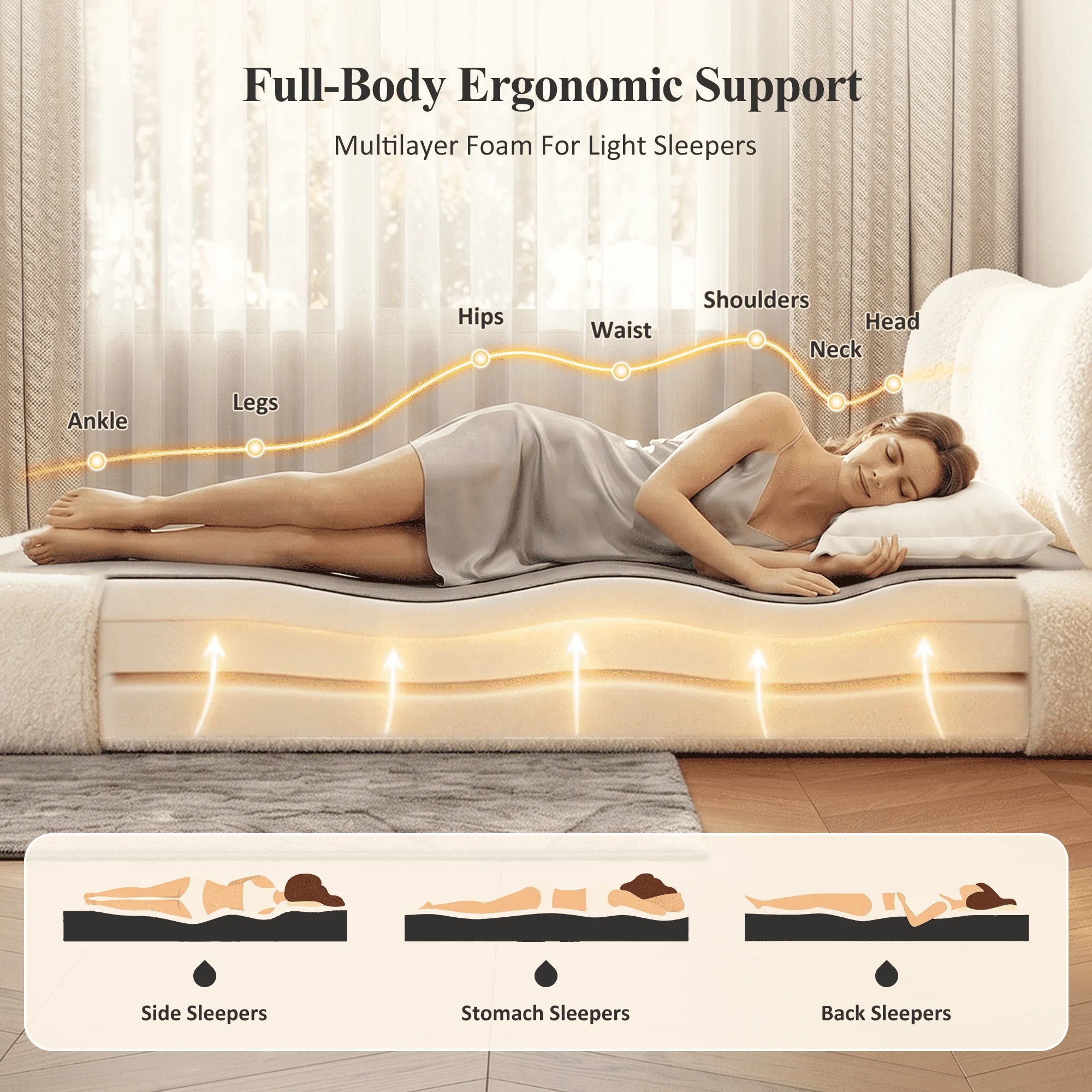 EnHomee Cloud Bed Frame — No Assembly All-Foam Design with Headboard