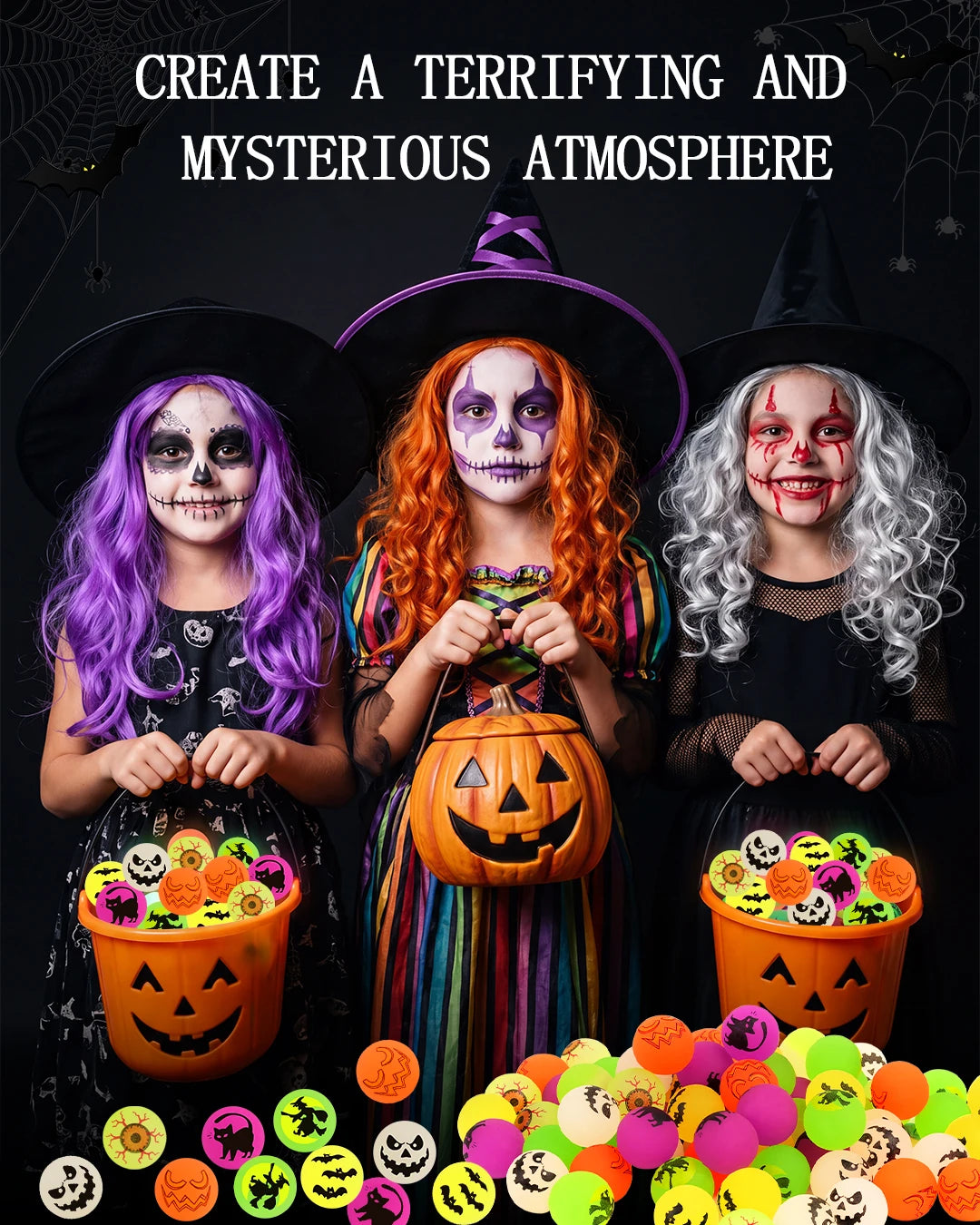 Halloween Glow-in-the-Dark Bouncy Balls — 72 Piece Spooky Party Favor Set