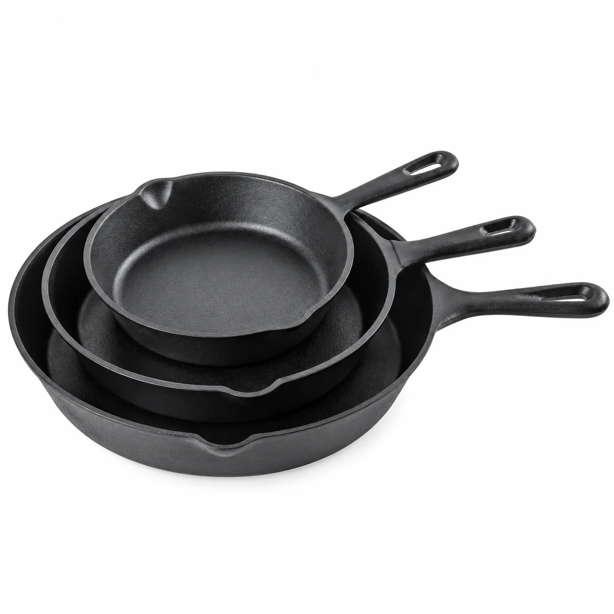 BZEQ Cast Iron Frying Pan Set — 3 Piece Non-Stick Skillet Collection