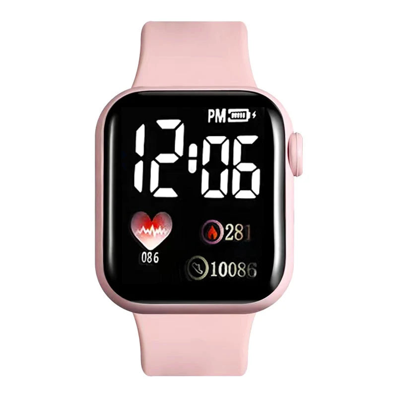 Digital Heart-Shaped LED Watch & Beaded Bracelet Set — Cute Fashion Accessory