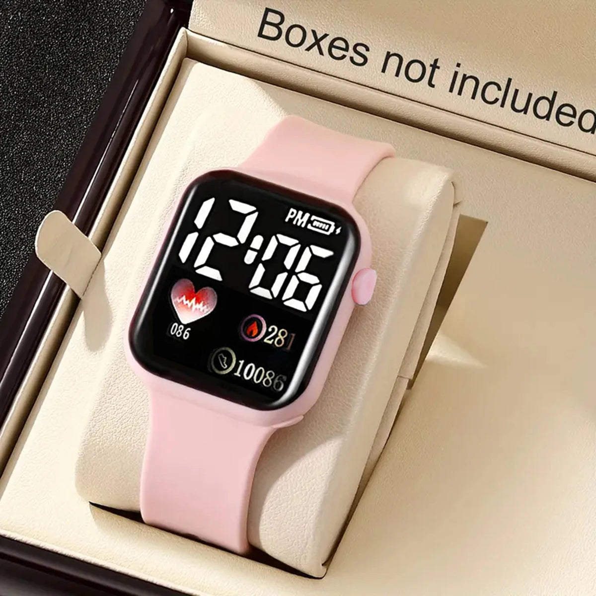 Digital Heart-Shaped LED Watch & Beaded Bracelet Set — Cute Fashion Accessory