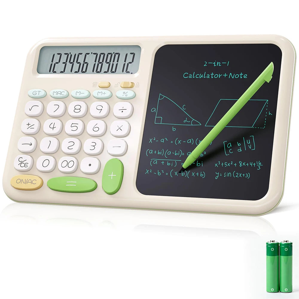 Roatee Desk Calculator with LCD Writing Notepad — Large Button Math Tool